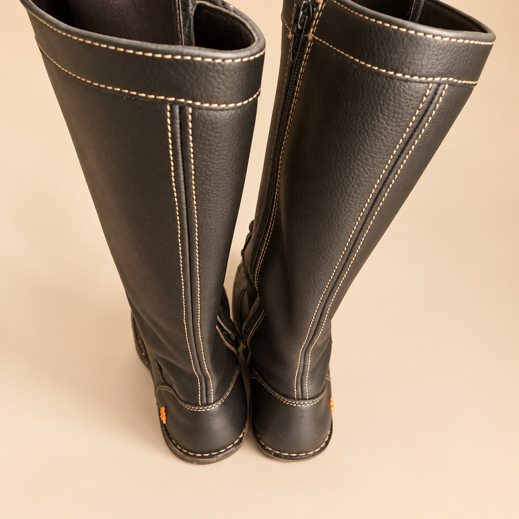 Bottes Vintage à Lacets en Cuir Noir The Art Company — T. 37