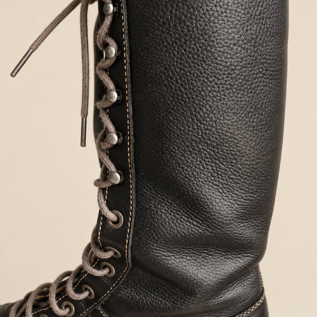Bottes Vintage à Lacets en Cuir Noir The Art Company — T. 37