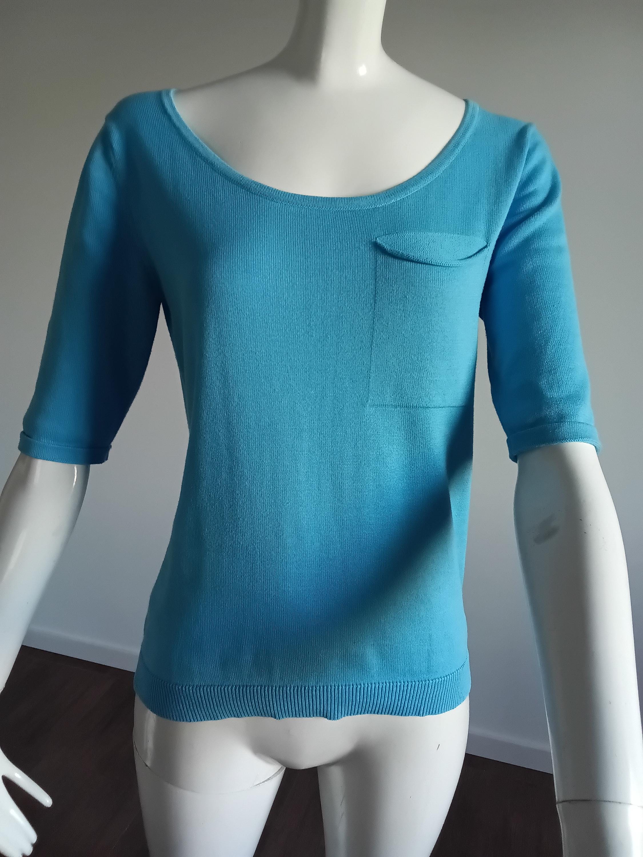 Ensemble Vintage Gilet & Pull Bleu Années 2000 — 100% Coton — Taille 38 FR