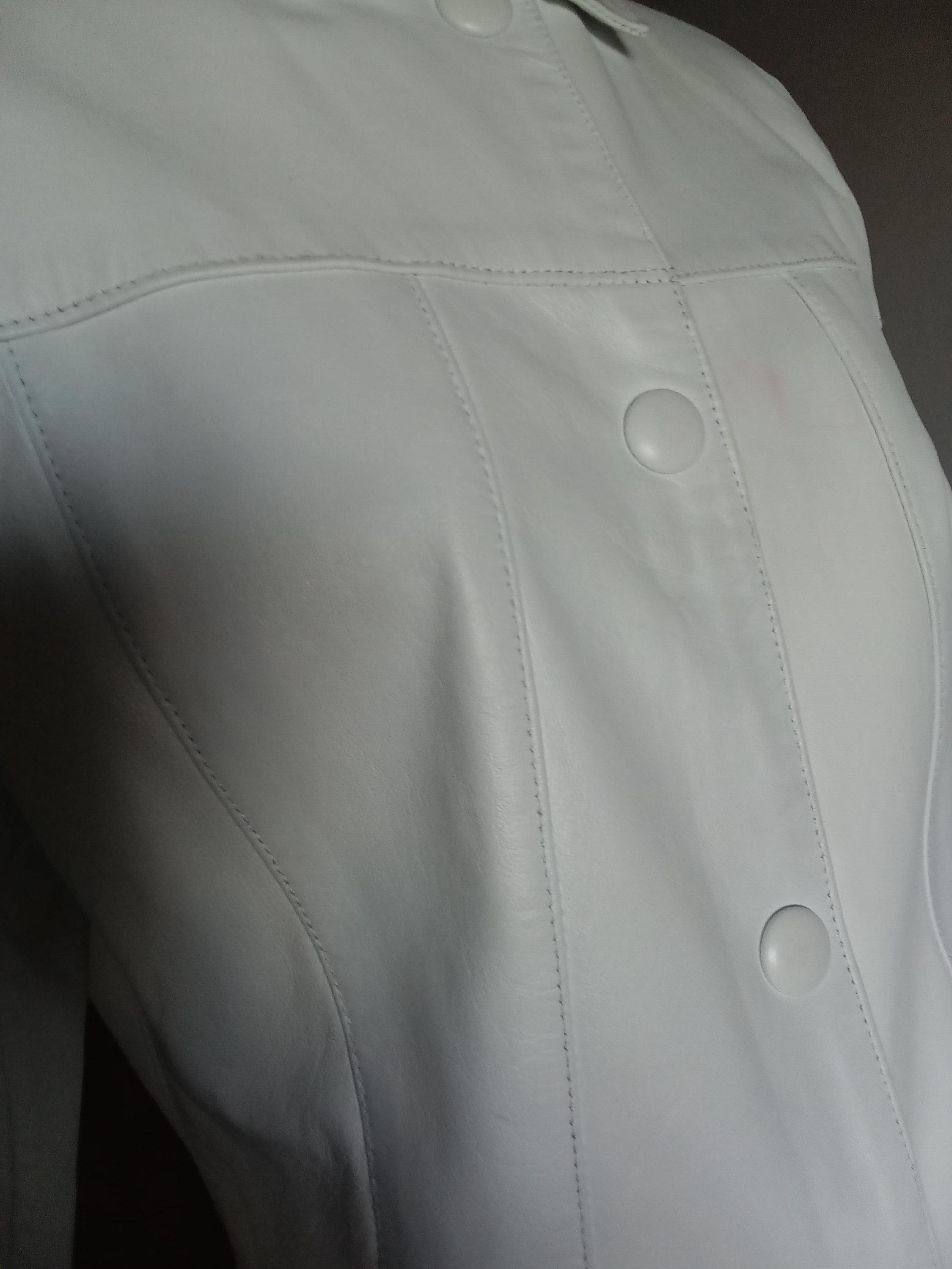 Tailleur Jupe Vintage Cuir Blanc BIA CUIR — Ensemble Artisanal — Taille 38 FR | Seconde Main