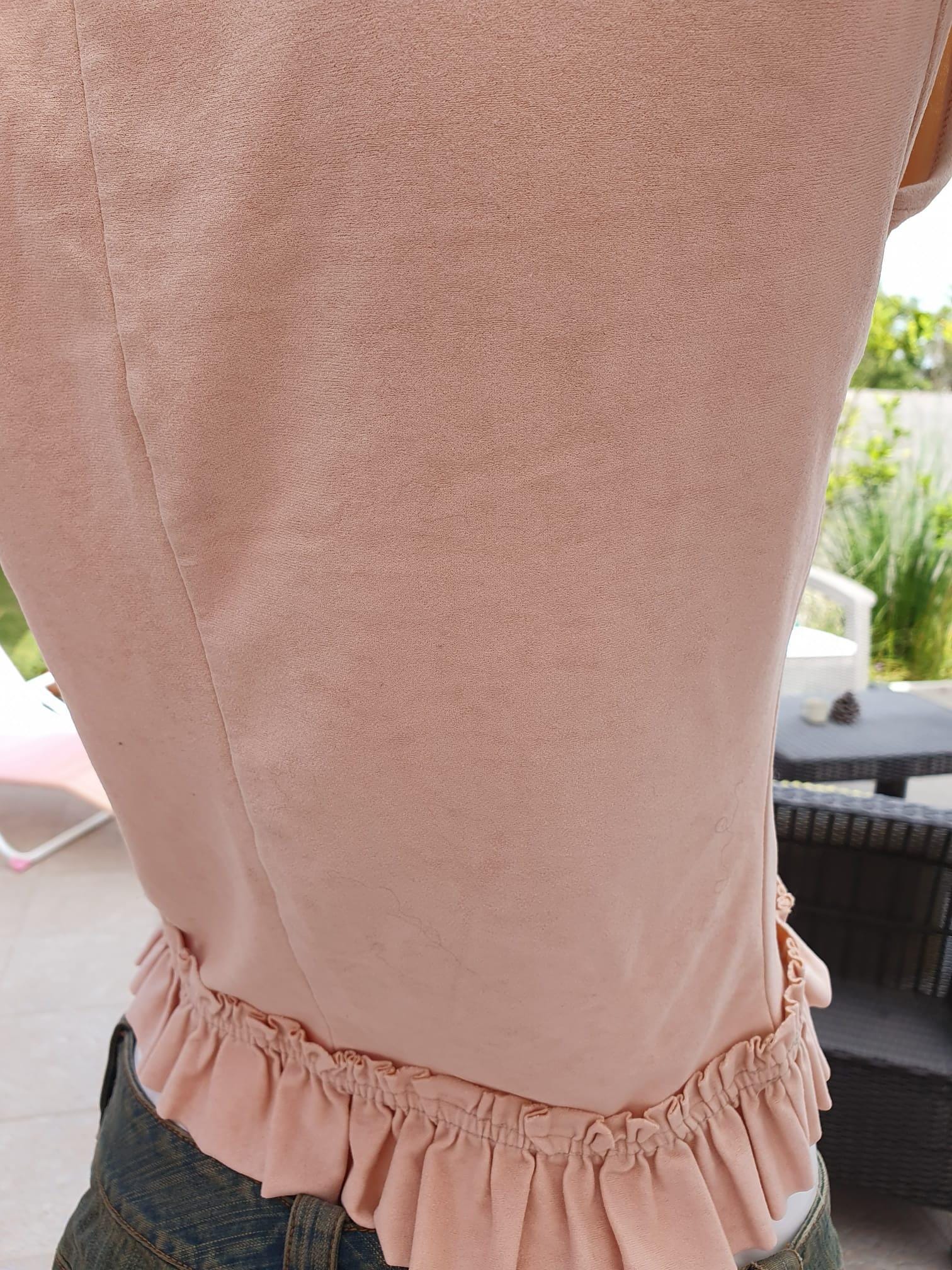 Débardeur Vintage Romantique Beige Rosé Volants — Années 2000 — Taille S