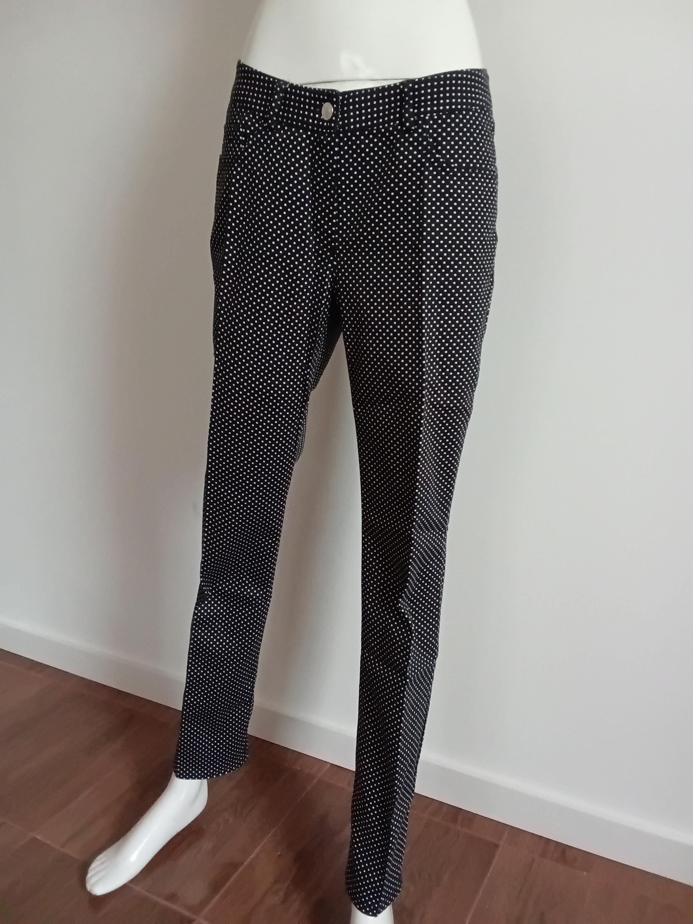 Vintage Pantalon imprimé pois noir blanc femme