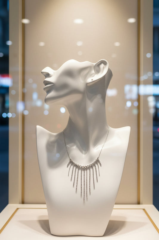 Strass-Choker mit Fransen in Silber — Abend-Schmuckstück