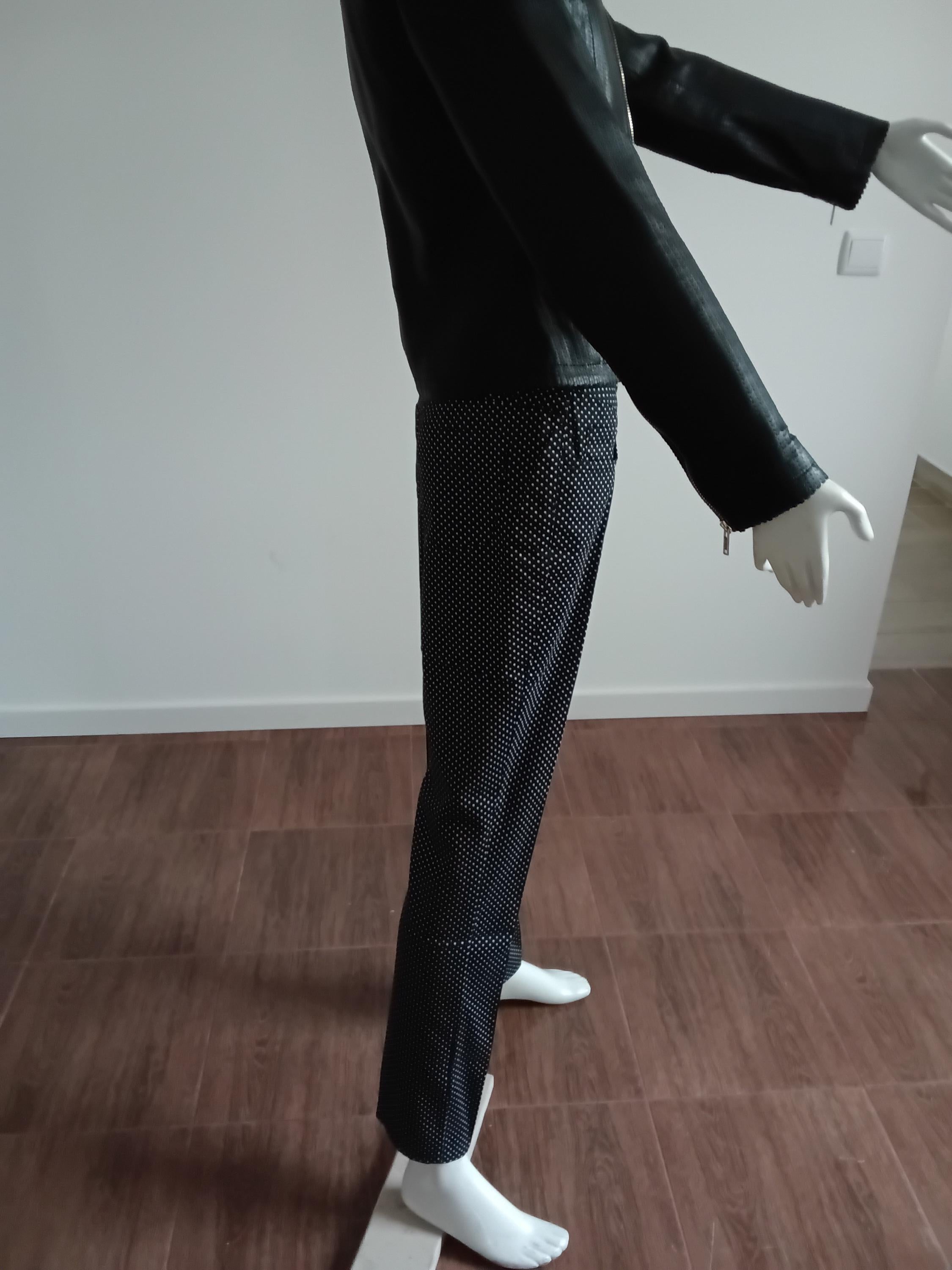 Vintage Pantalon imprimé pois noir blanc femme