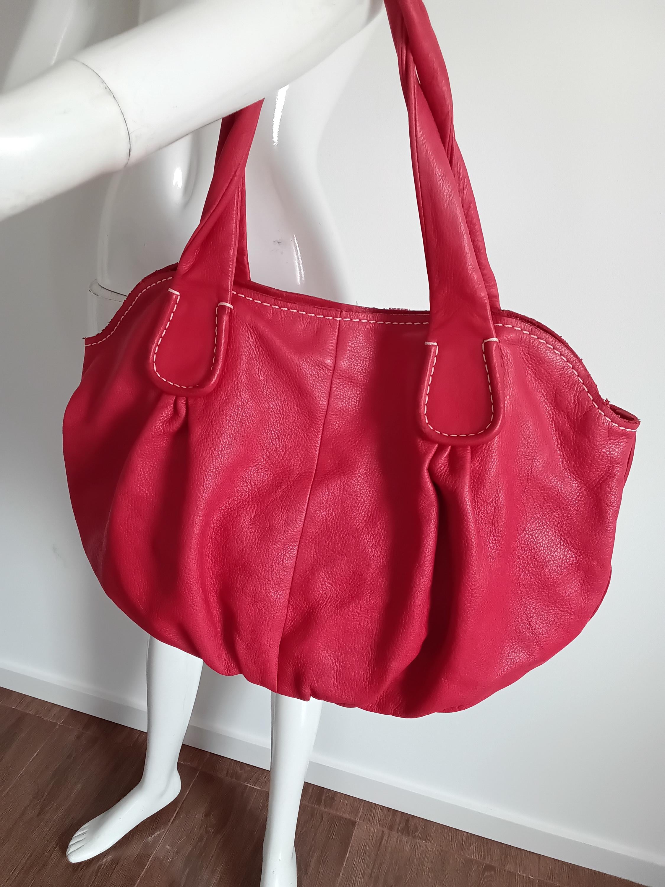 Sac Cabas Silvio Tossi — Marque Suisse, Savoir-Faire Artisanal Italien — Cuir Rouge