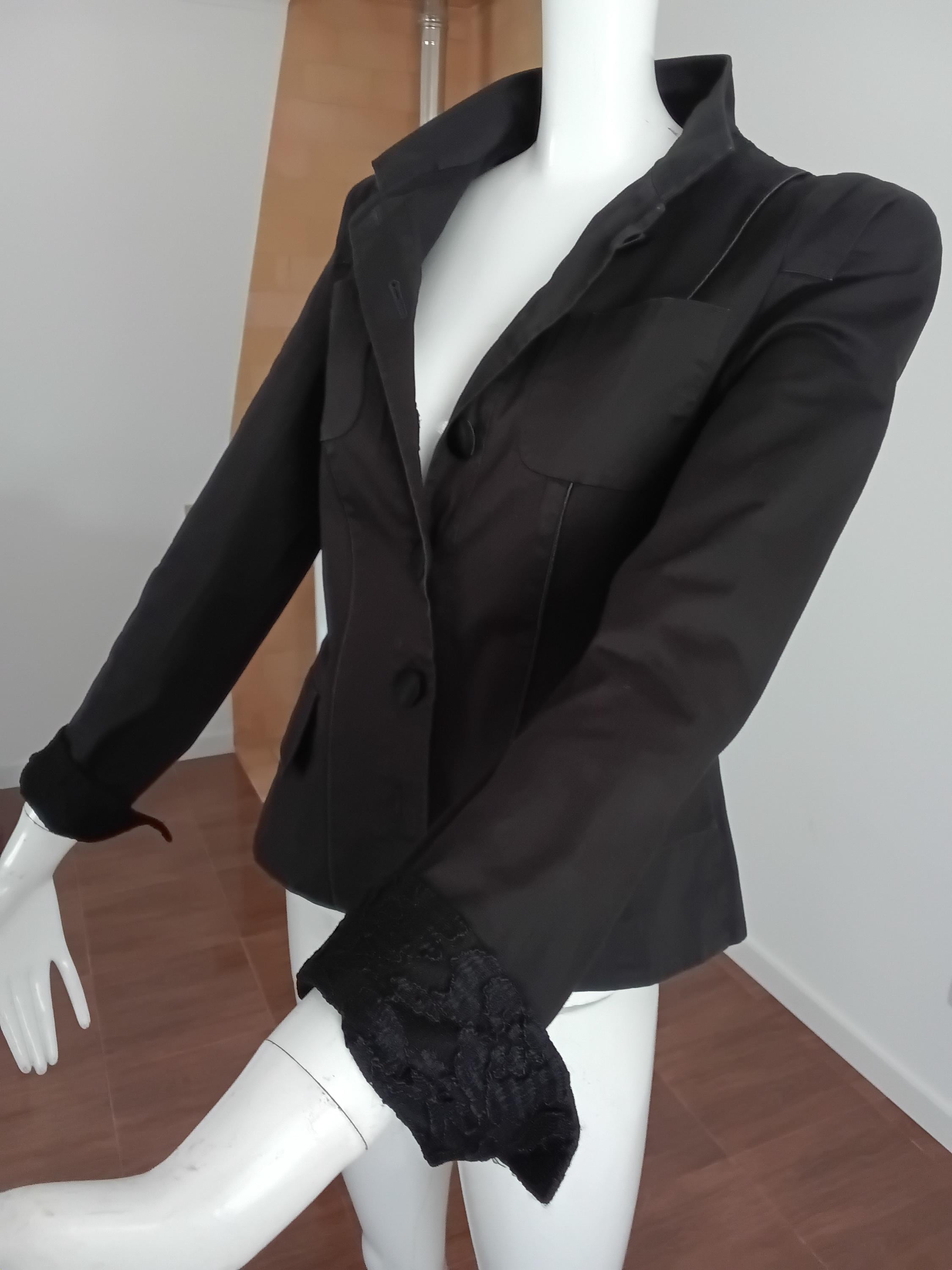 Vintage Blazer élégant brodé noir