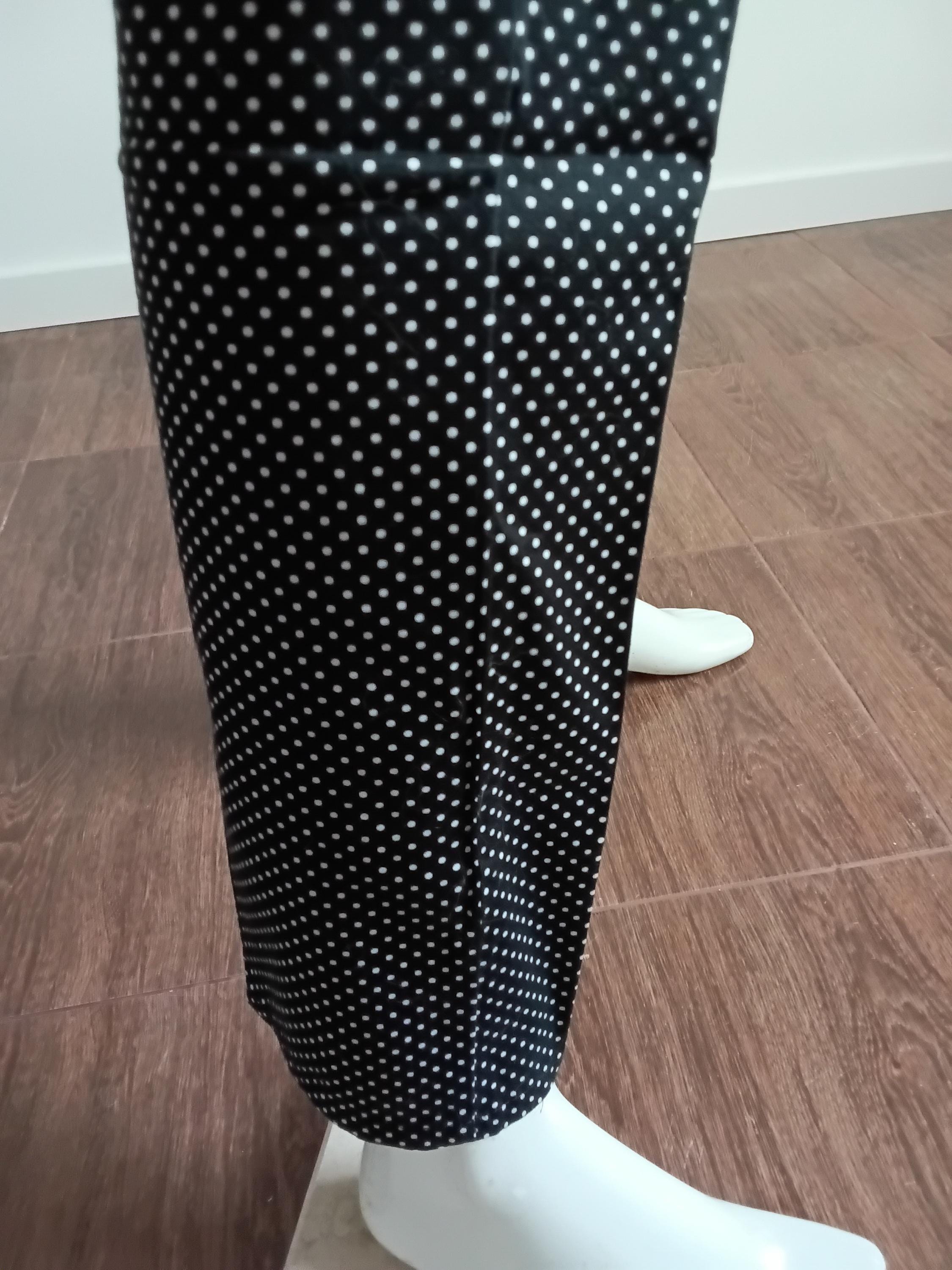 Vintage Pantalon imprimé pois noir blanc femme