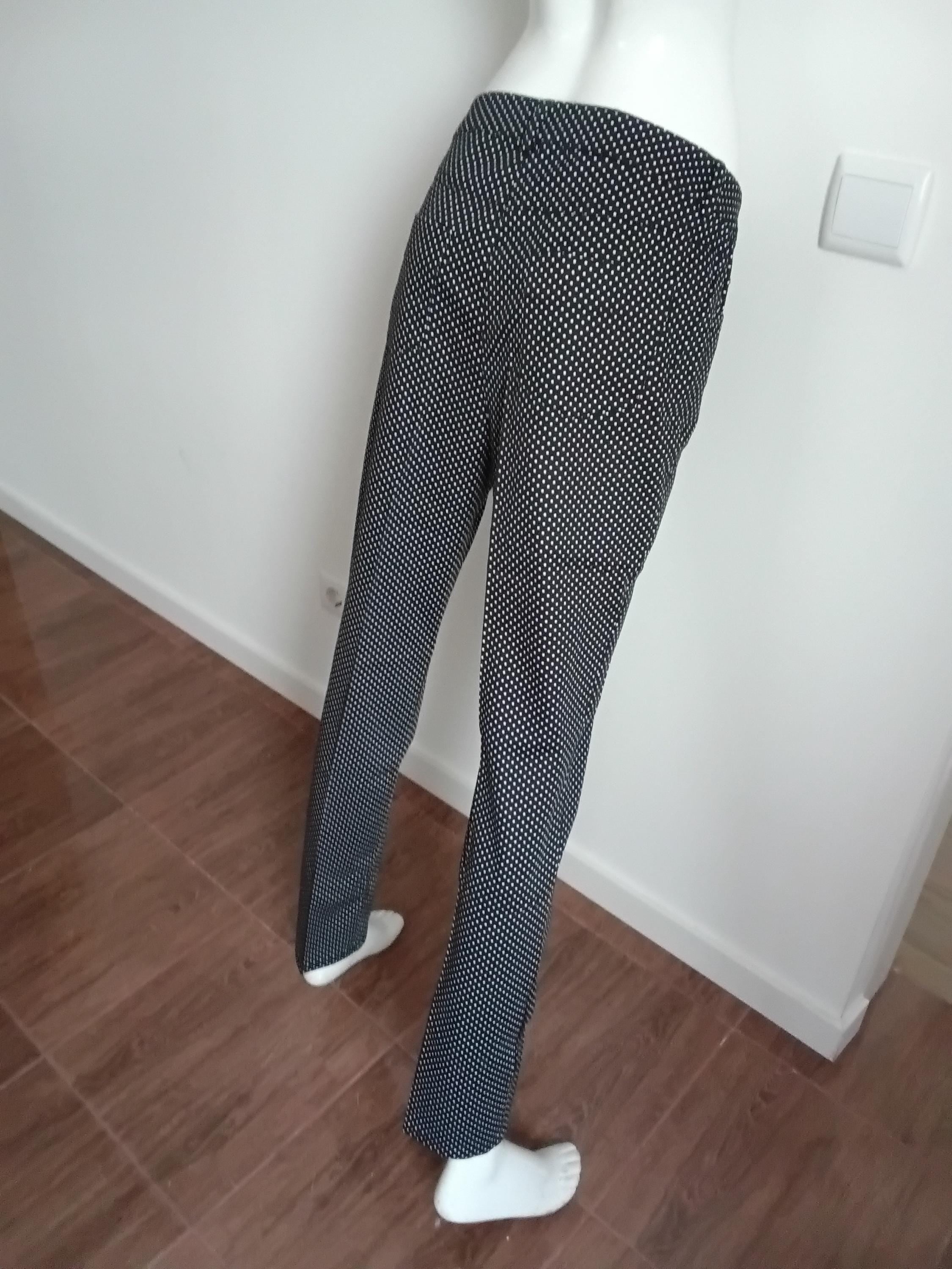 Vintage Pantalon imprimé pois noir blanc femme