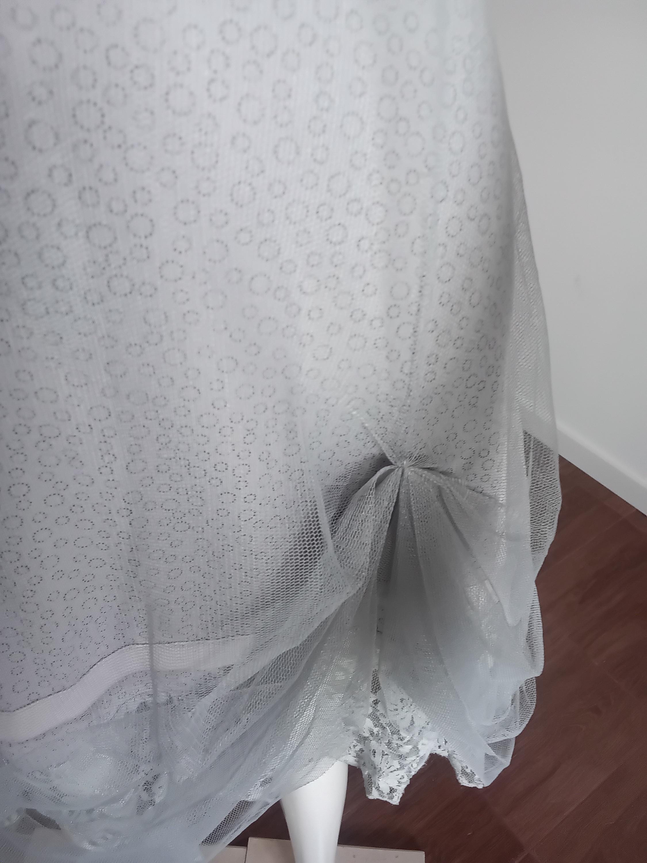 Robe Vintage Années 2000 Rayonne & Tulle Gris — Style Soirée — Taille M