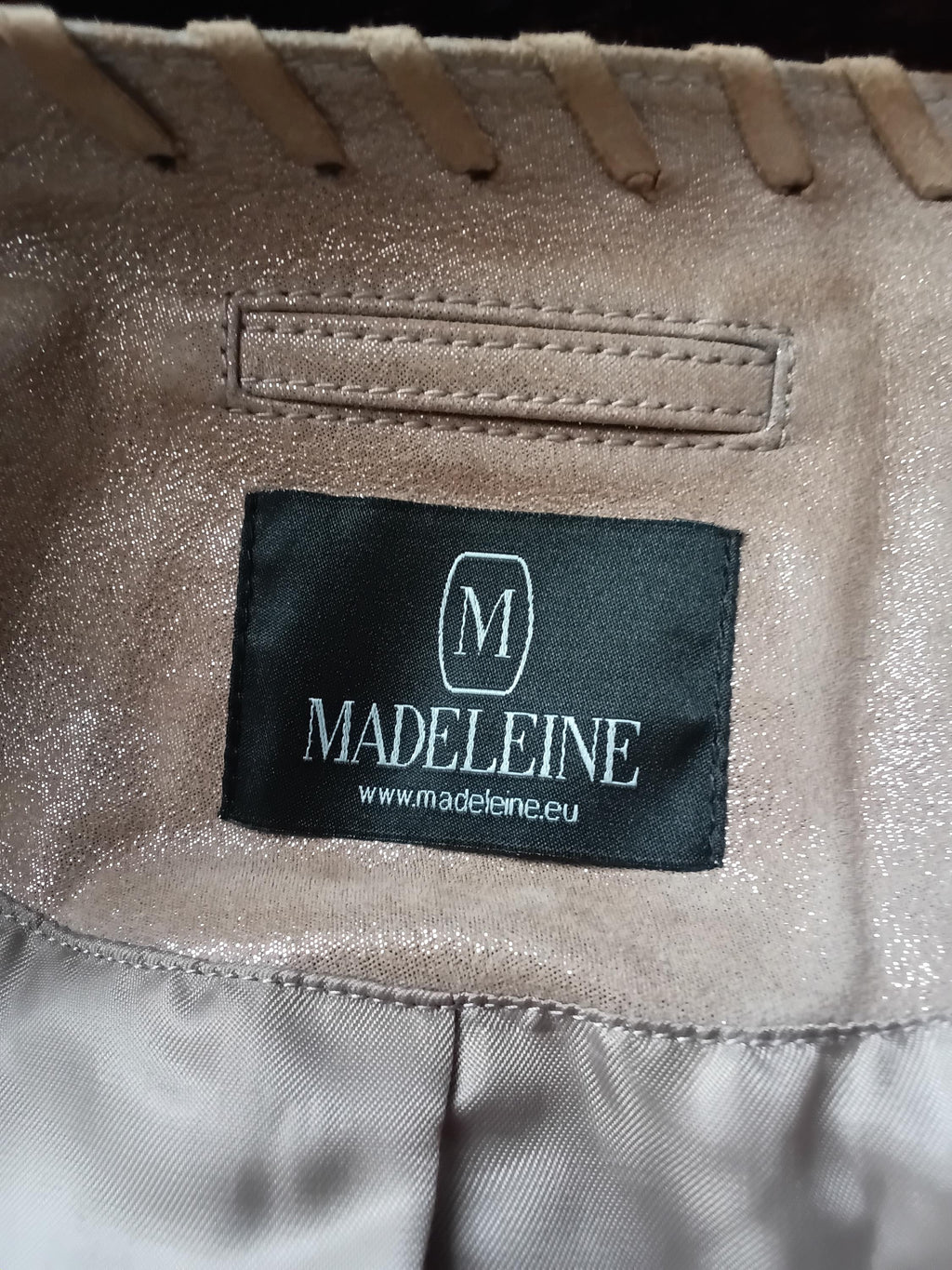 Vintage Blazer en cuir velours de chèvre beige doré