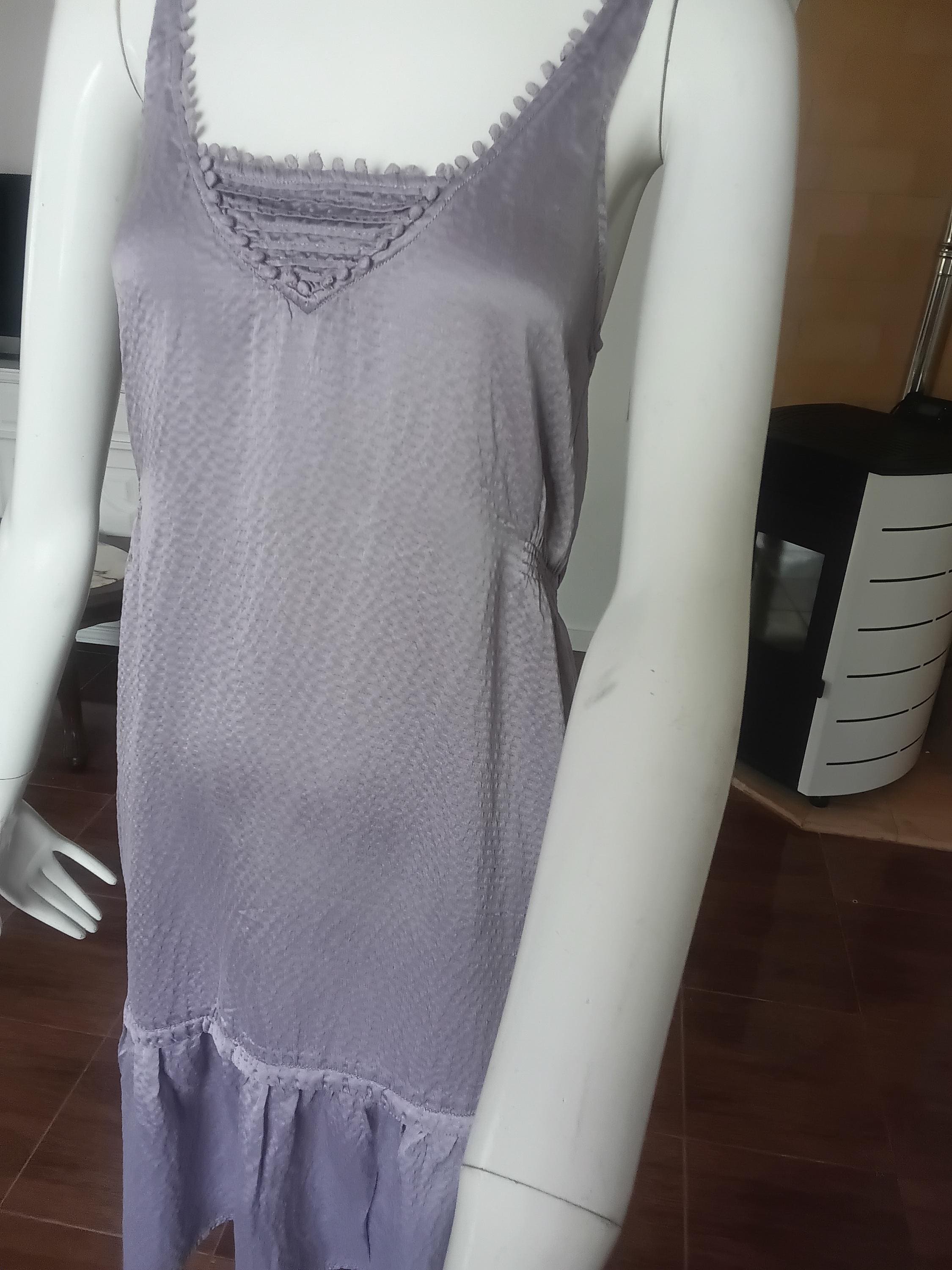 Vintage Robe en soie Lilas gris irisé des années 2000 — Taille 36 FR