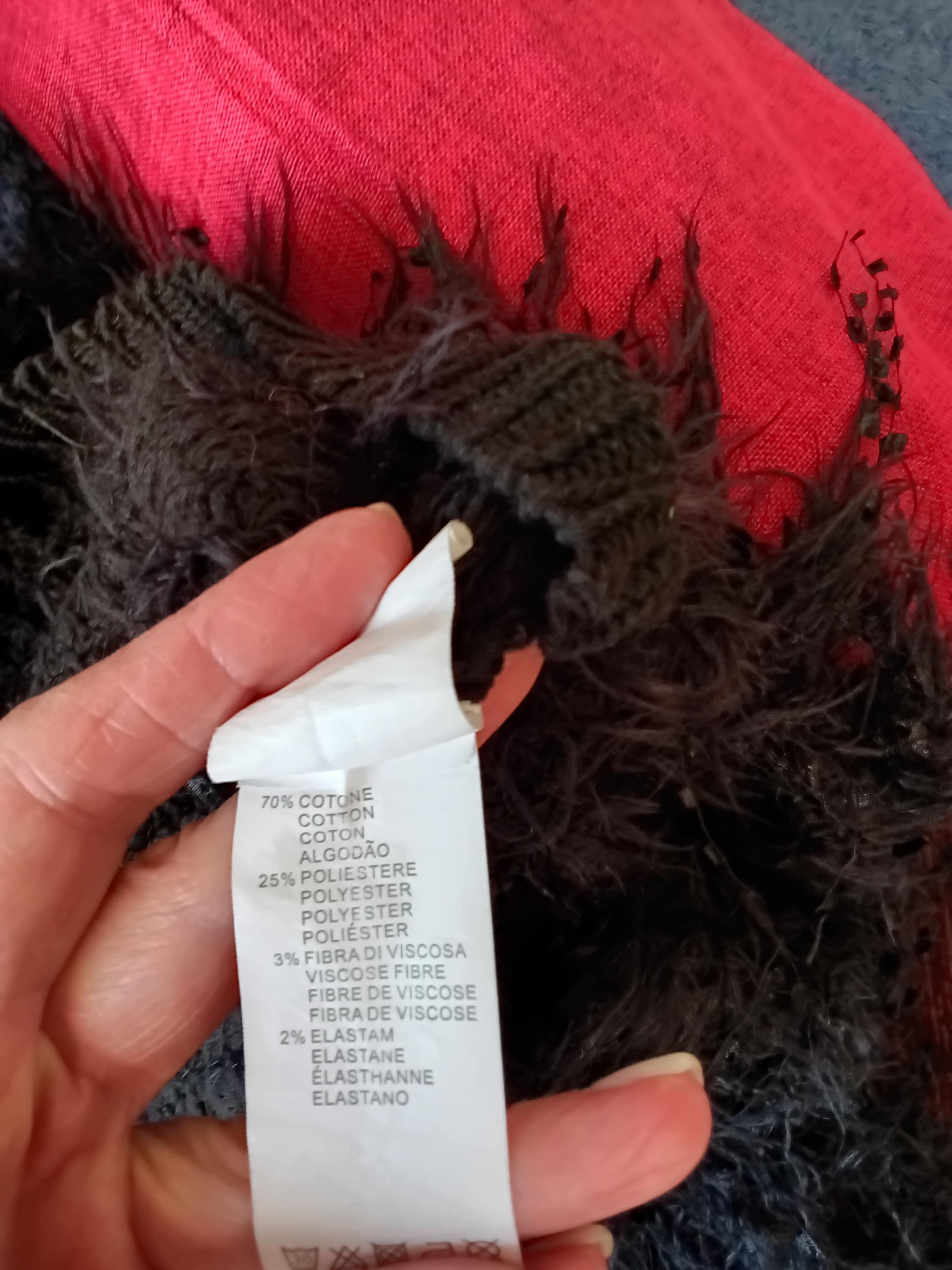 Pull Vintage Noir Frangé Années 70 — Style Bohème — Taille Unique