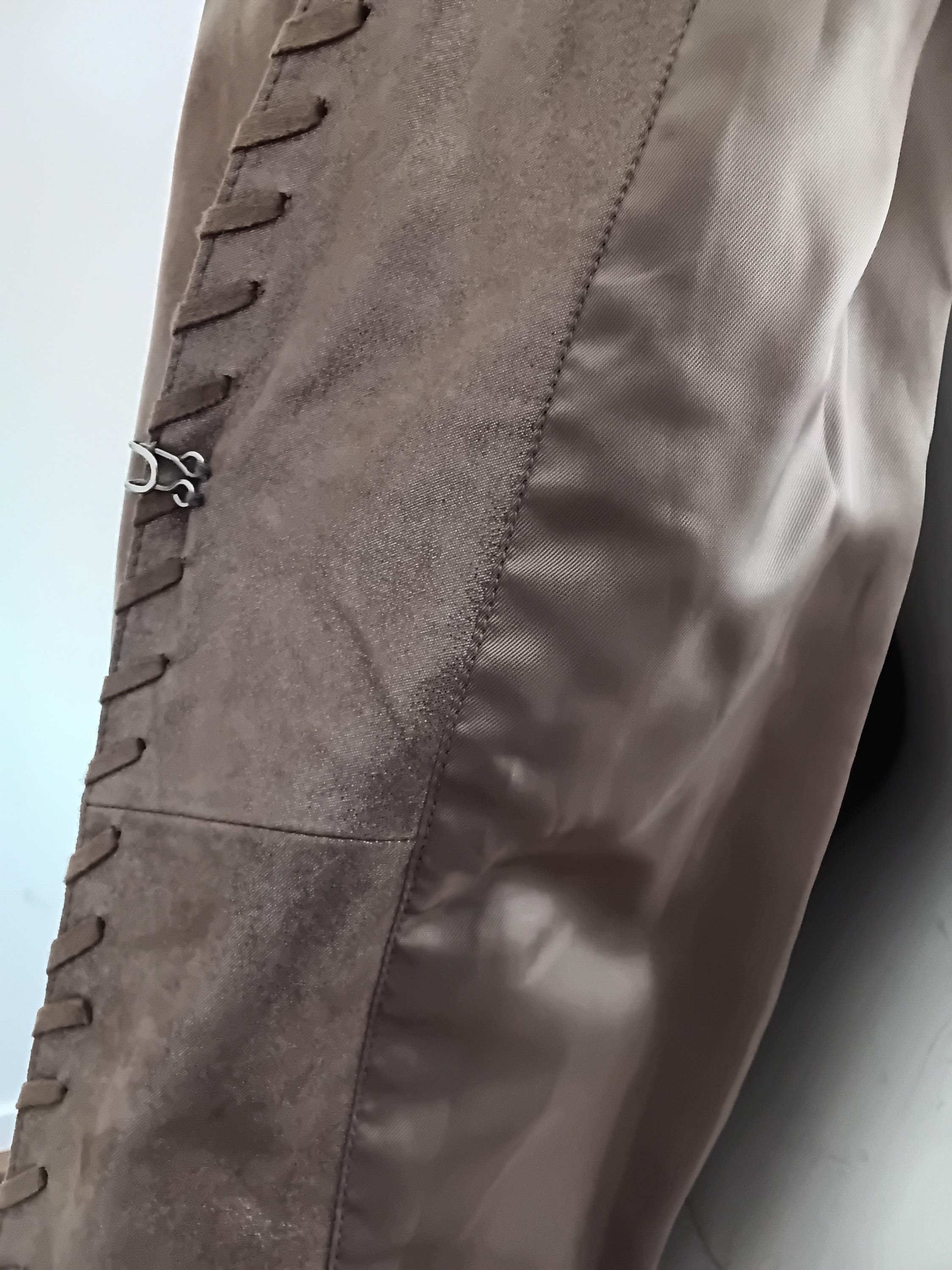 Vintage Blazer en cuir velours de chèvre beige doré