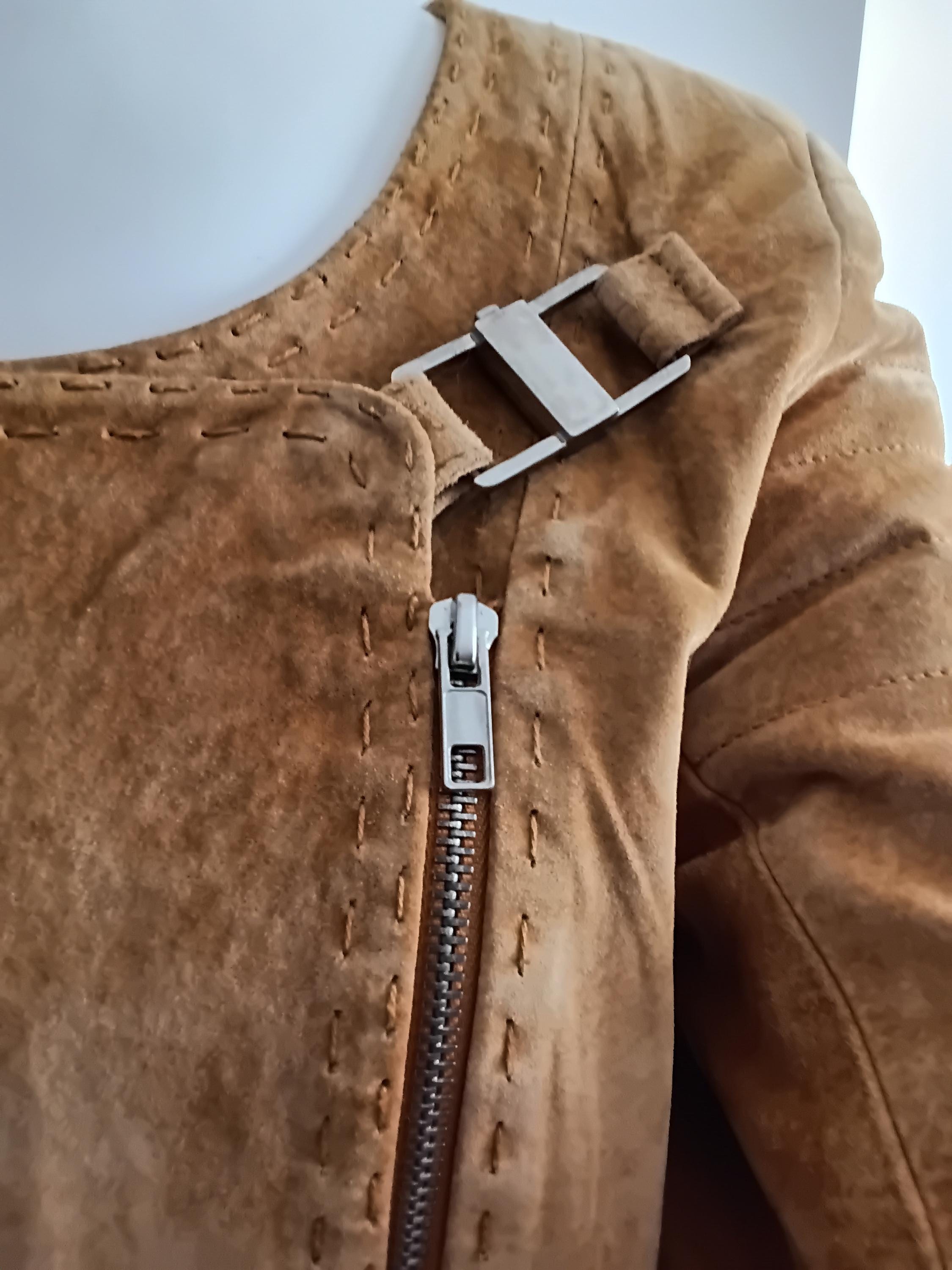 Vintage tailleur pantalon en daim véritable couleur moutarde