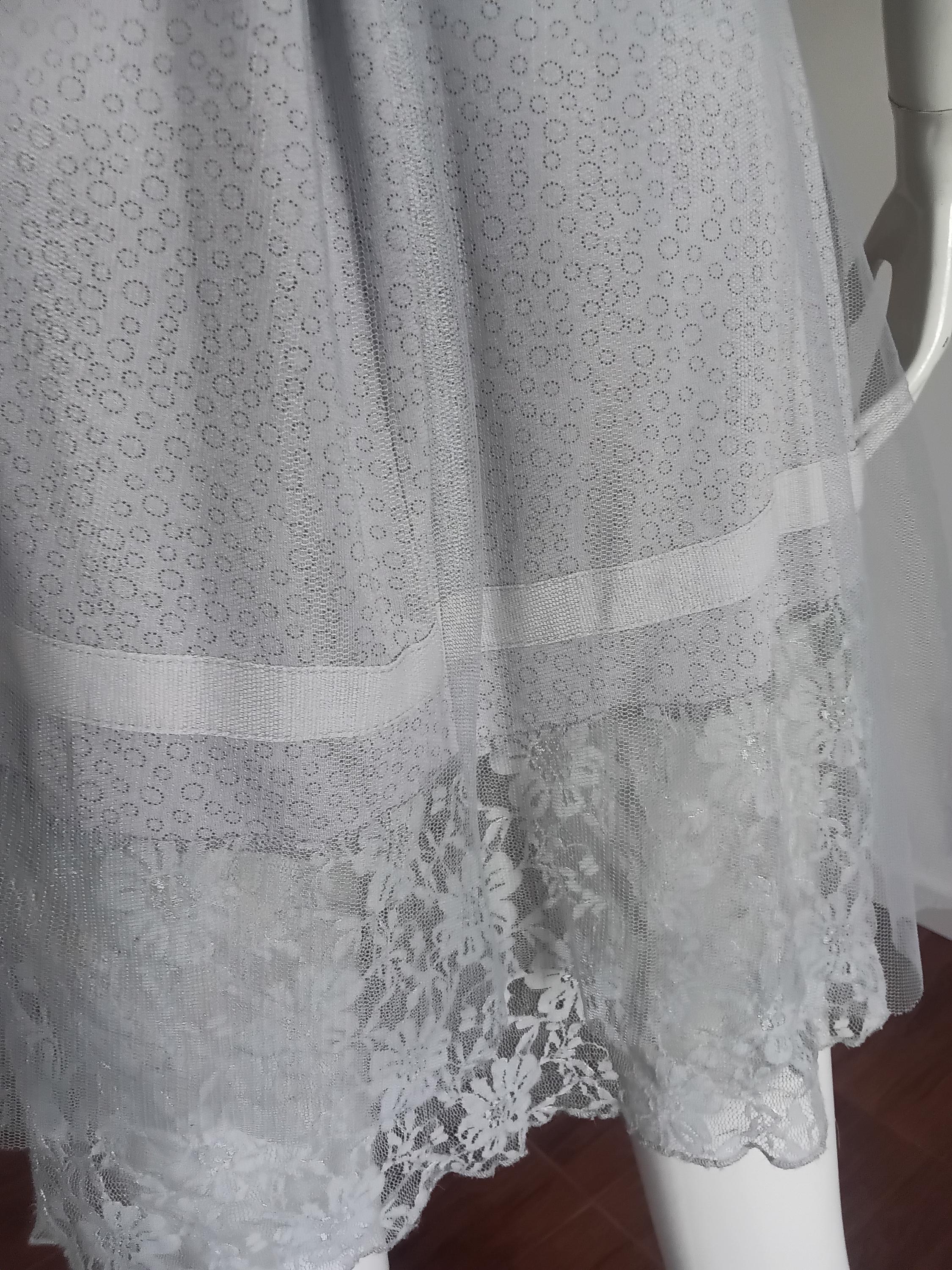 Robe Vintage Années 2000 Rayonne & Tulle Gris — Style Soirée — Taille M