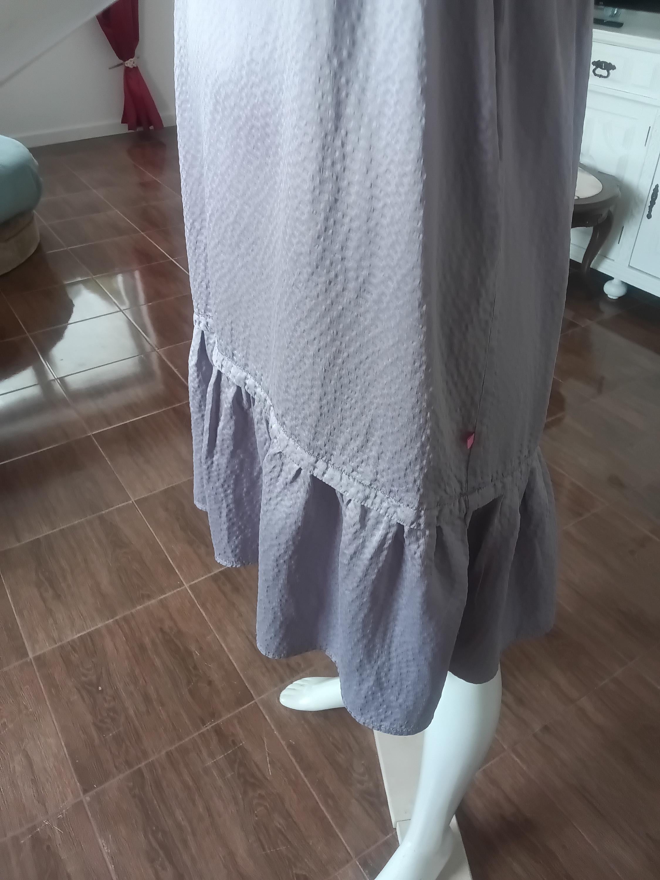 Vintage Robe en soie Lilas gris irisé des années 2000 — Taille 36 FR
