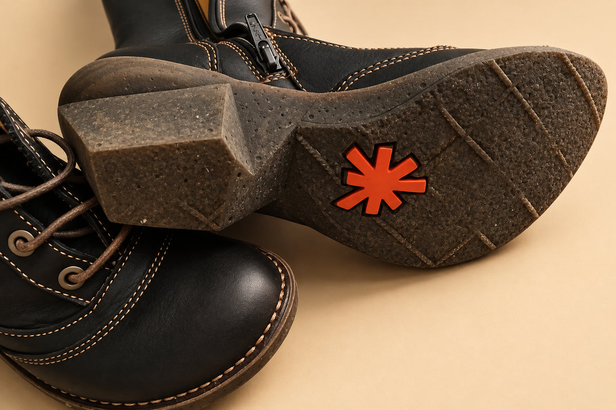 Bottes Vintage à Lacets en Cuir Noir The Art Company — T. 37