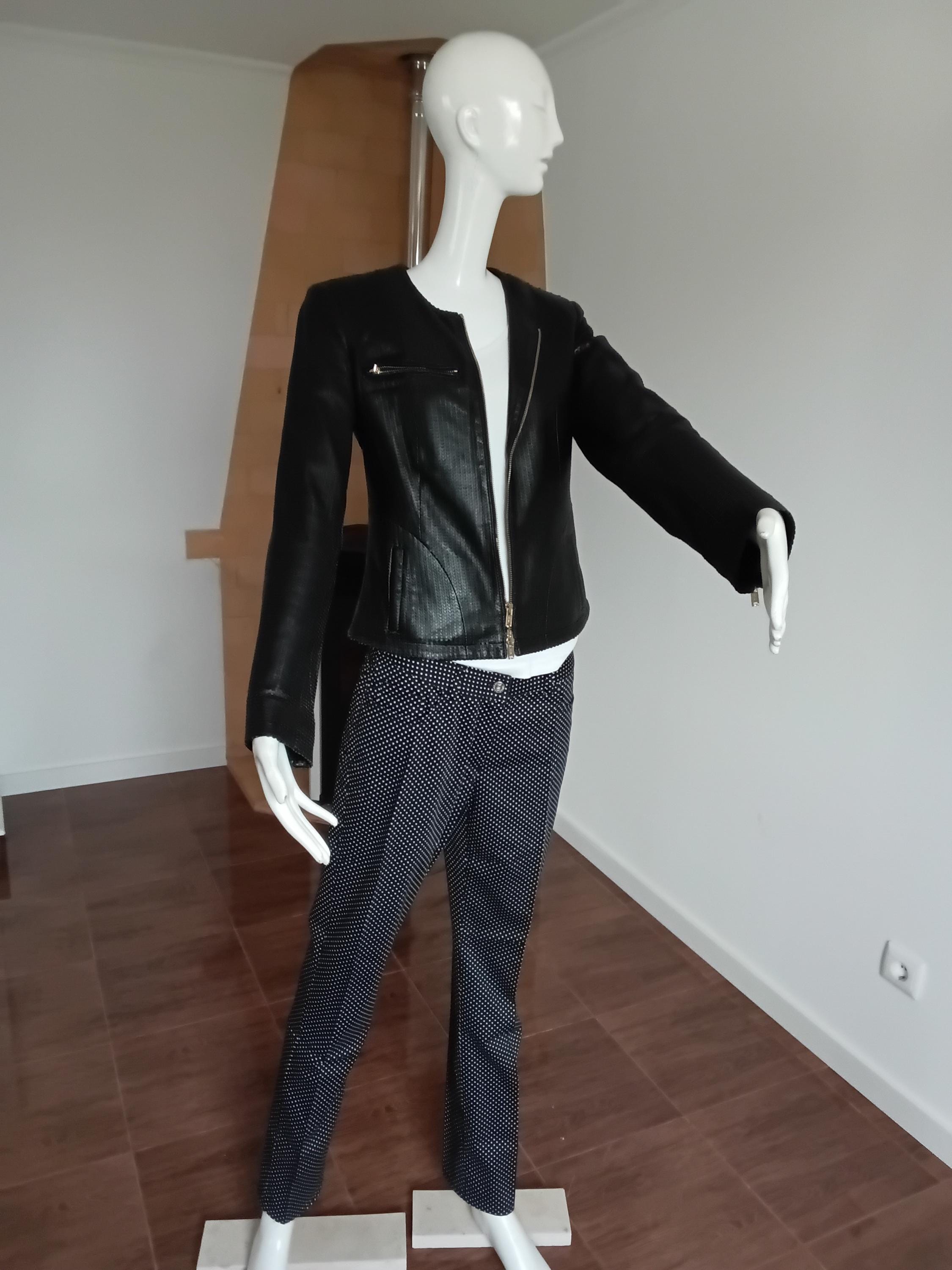 Vintage Pantalon imprimé pois noir blanc femme