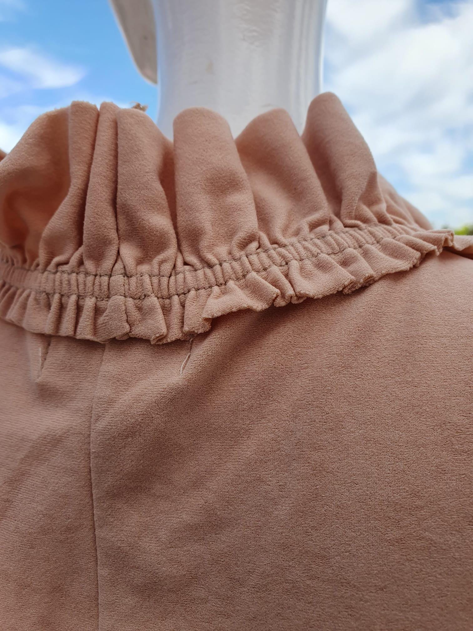 Débardeur Vintage Romantique Beige Rosé Volants — Années 2000 — Taille S