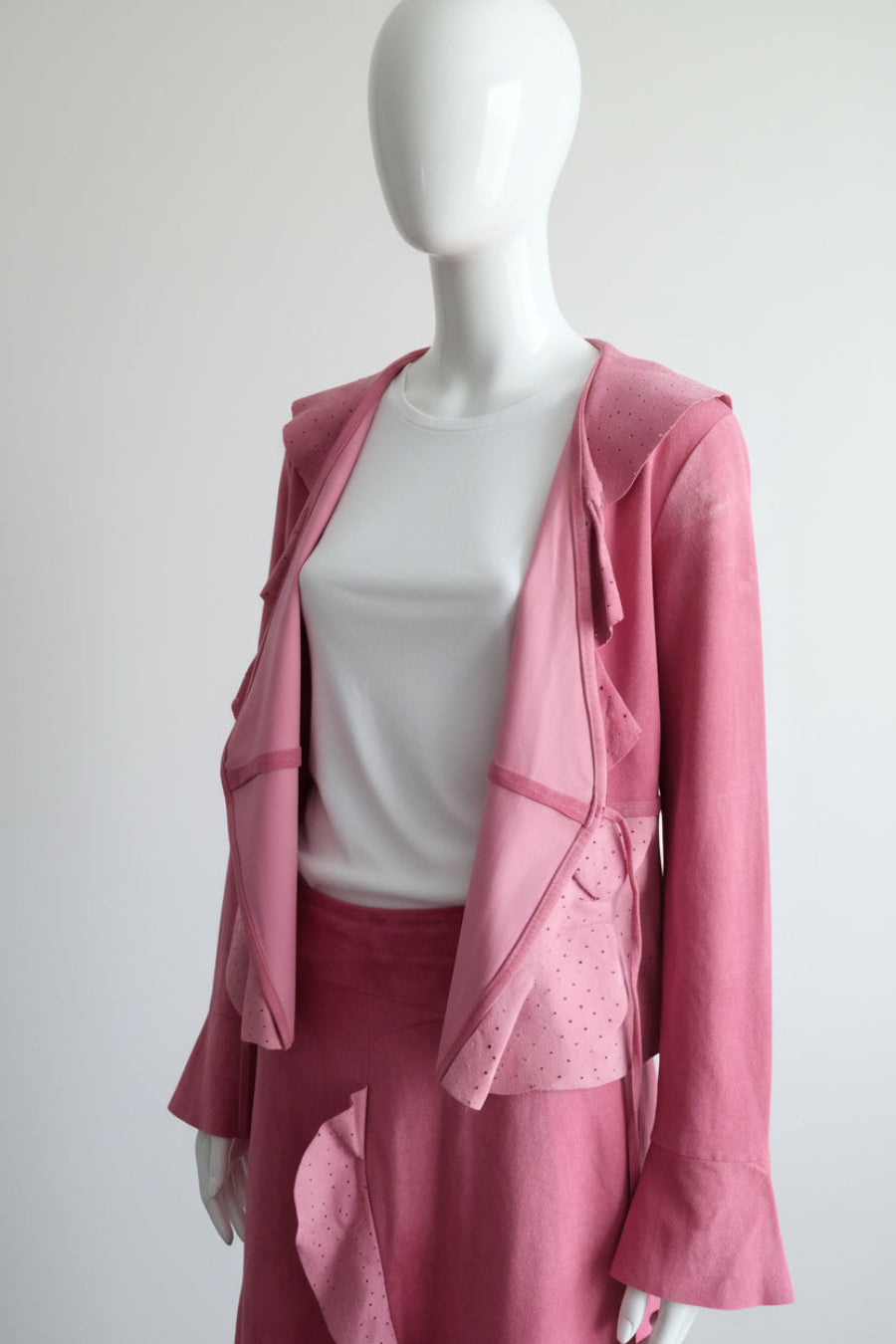 Vintage Suede Blazer and Skirt Set