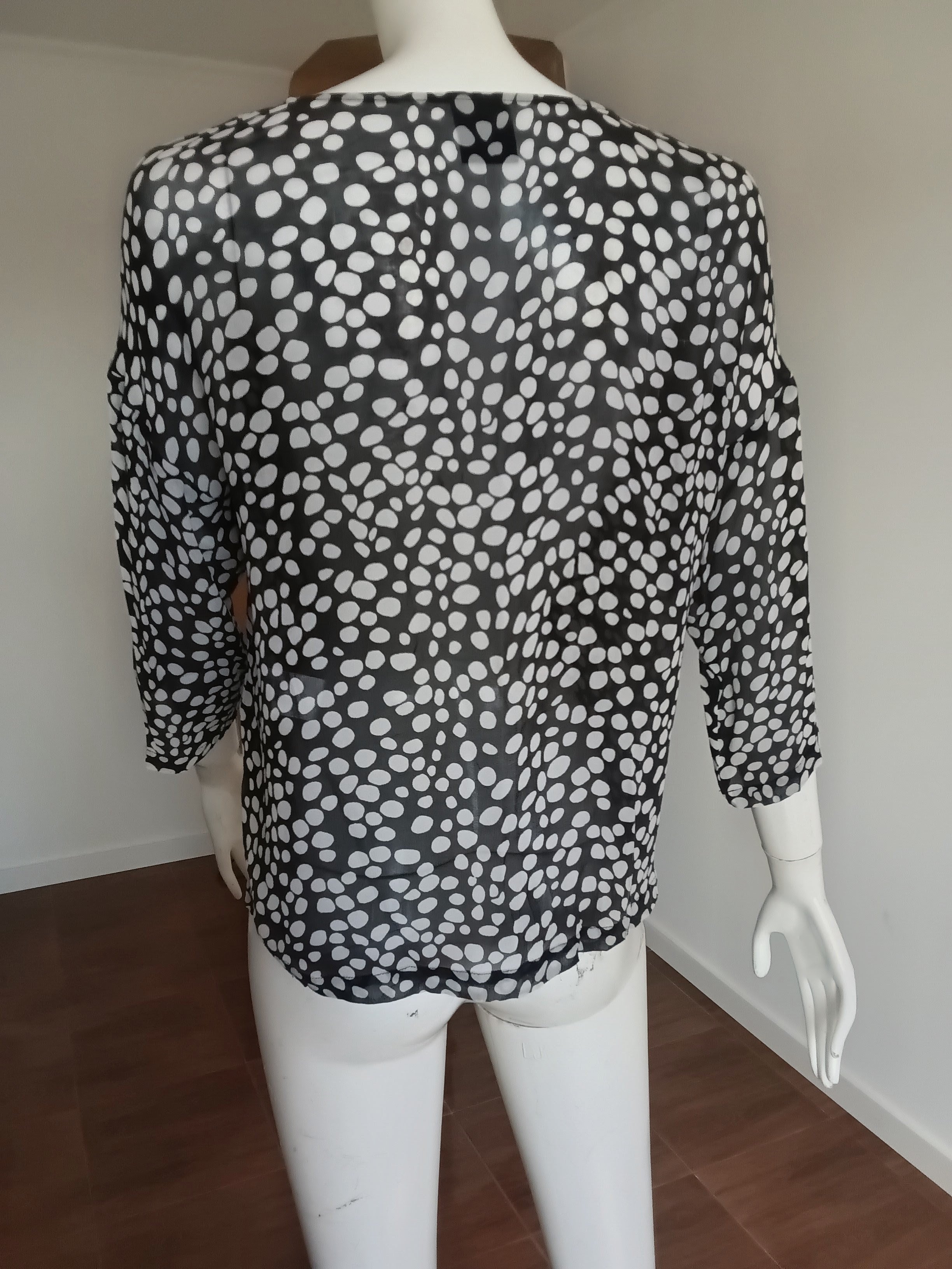 Chemisier en Soie Noir à Pois Madeleine — Taille 38 FR