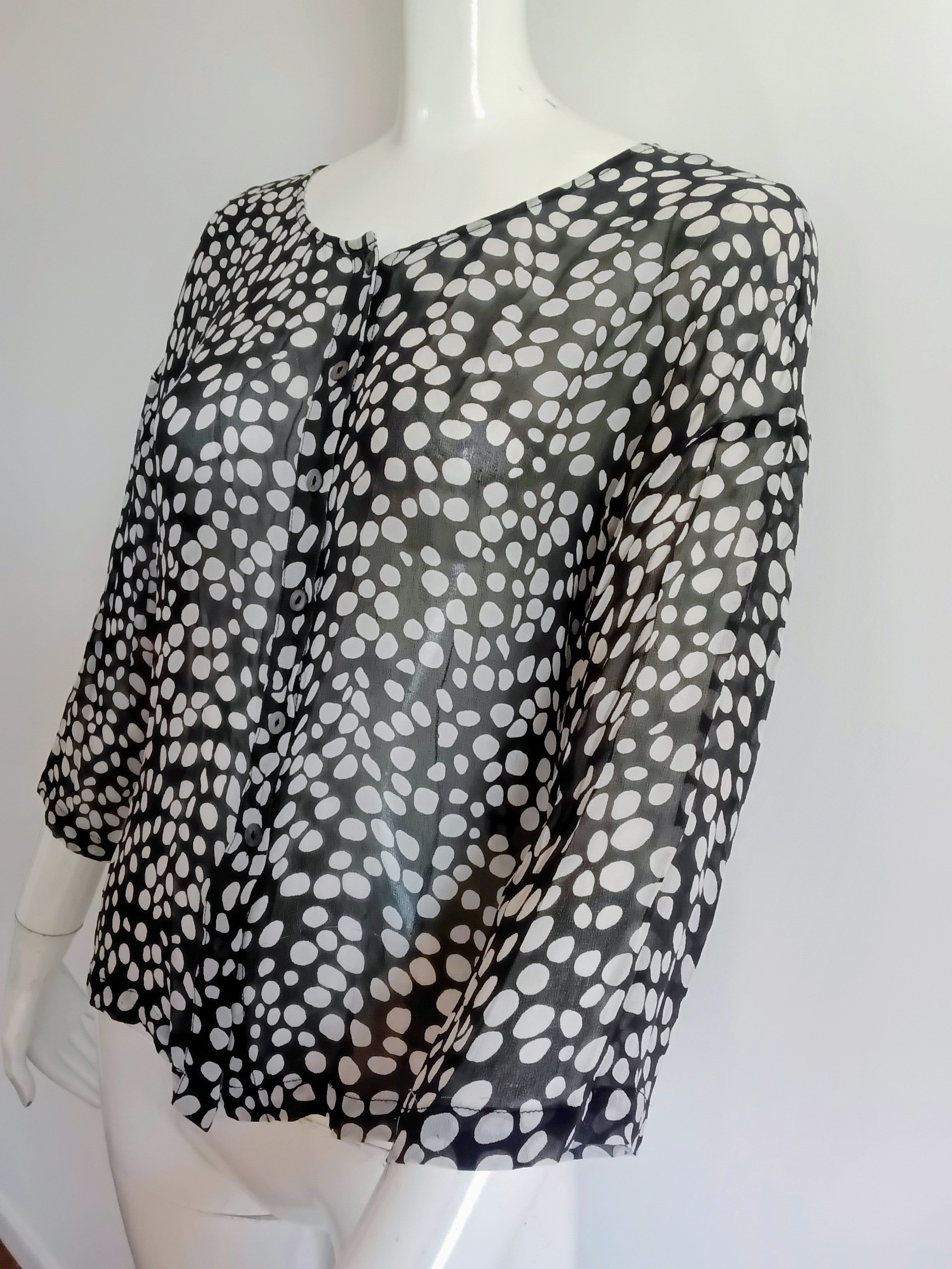 Chemisier en Soie Noir à Pois Madeleine — Taille 38 FR