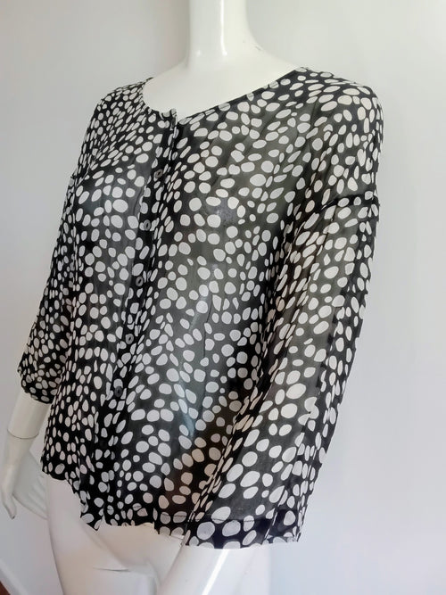 Chemisier en Soie Noir à Pois Madeleine — Taille 38 FR