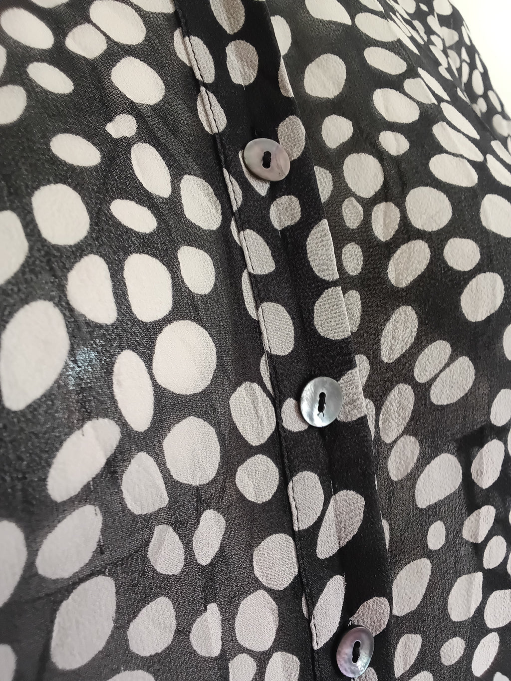 Chemisier en Soie Noir à Pois Madeleine — Taille 38 FR