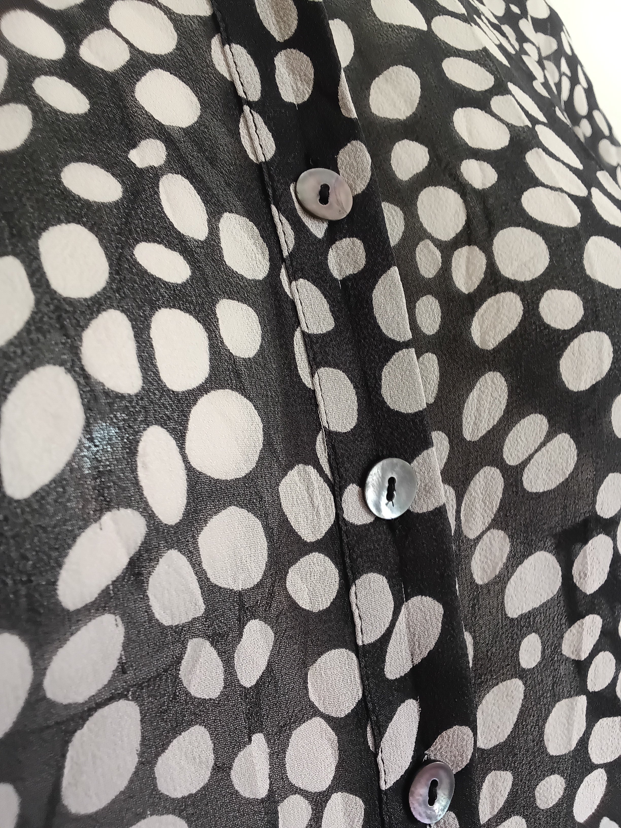 Chemisier en Soie Noir à Pois Madeleine — Taille 38 FR