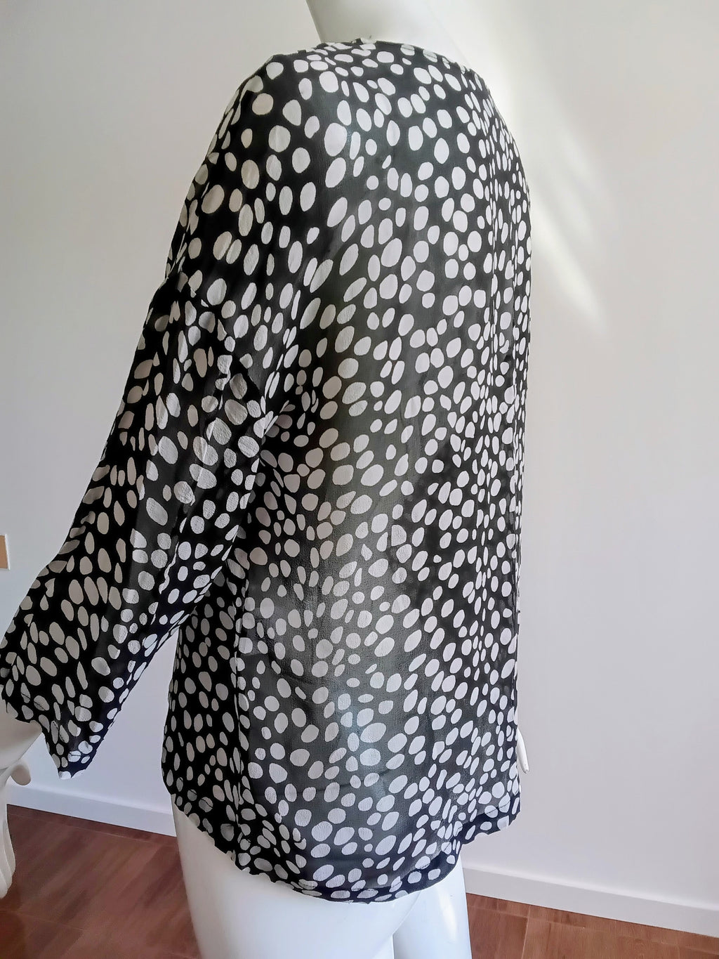 Chemisier en Soie Noir à Pois Madeleine — Taille 38 FR