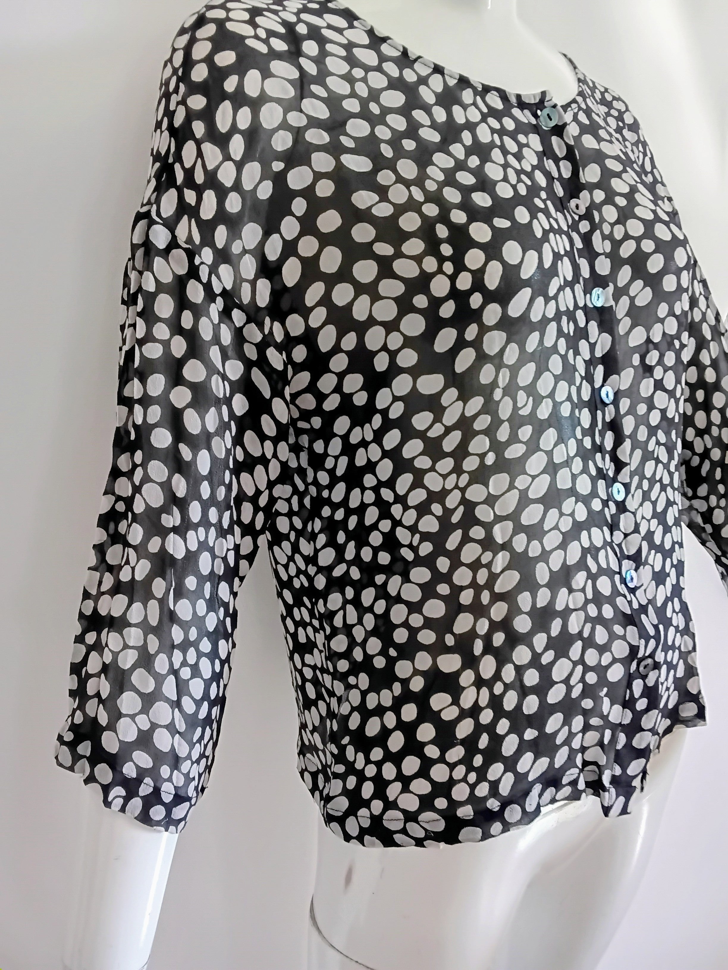 Chemisier en Soie Noir à Pois Madeleine — Taille 38 FR