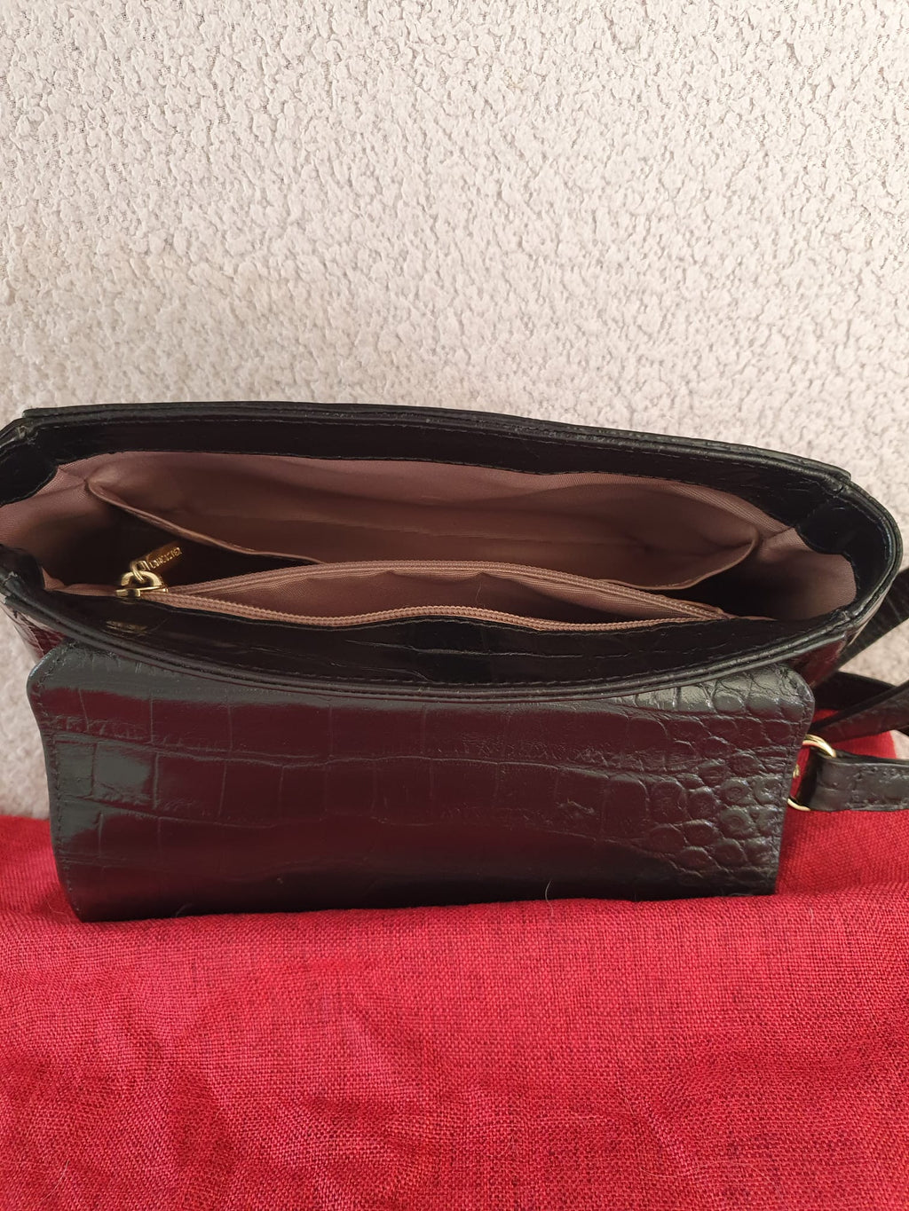 Sac Lancaster Paris — Mini Bag Noir Grainé Façon Croco
