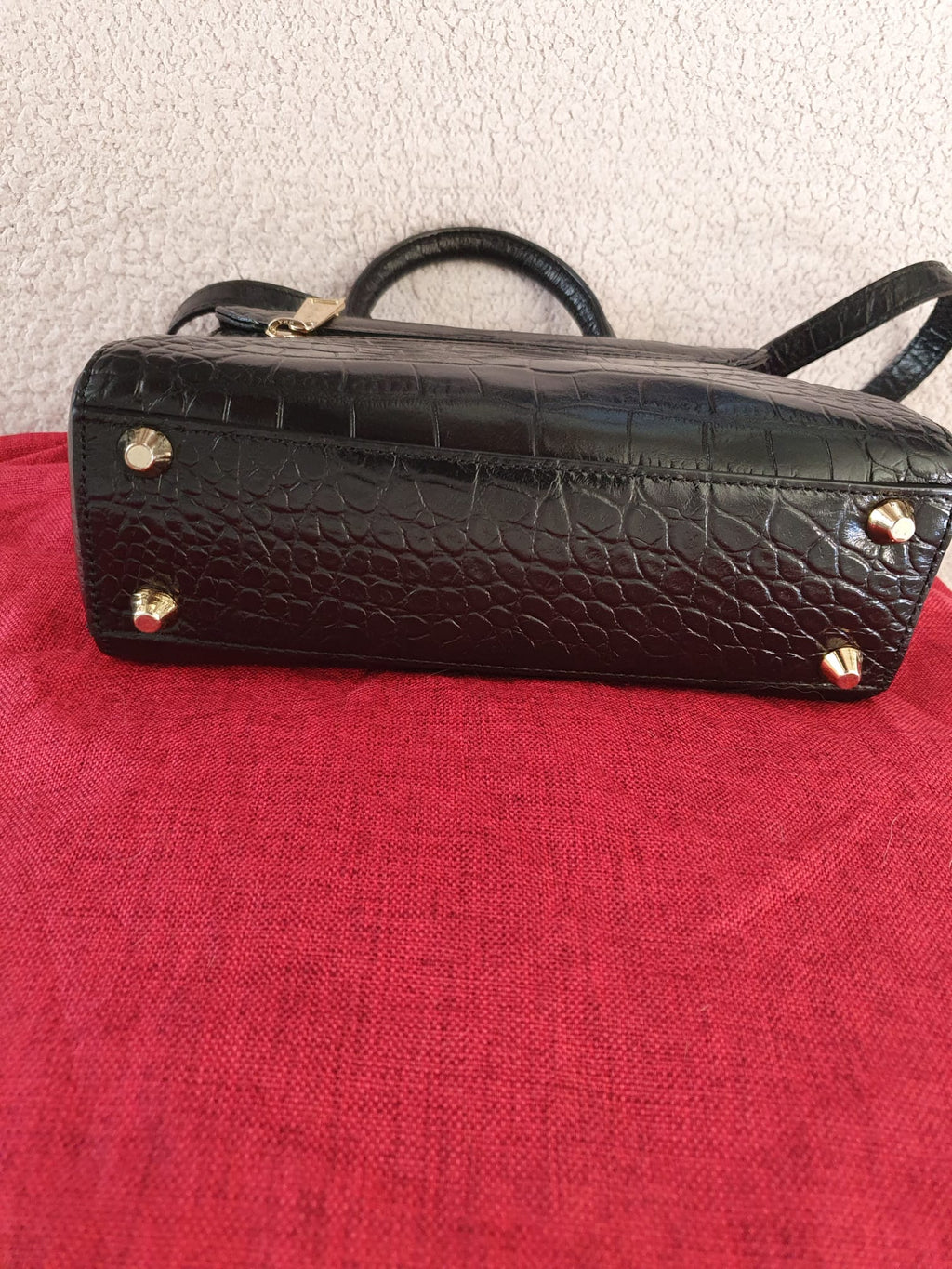Sac Lancaster Paris — Mini Bag Noir Grainé Façon Croco