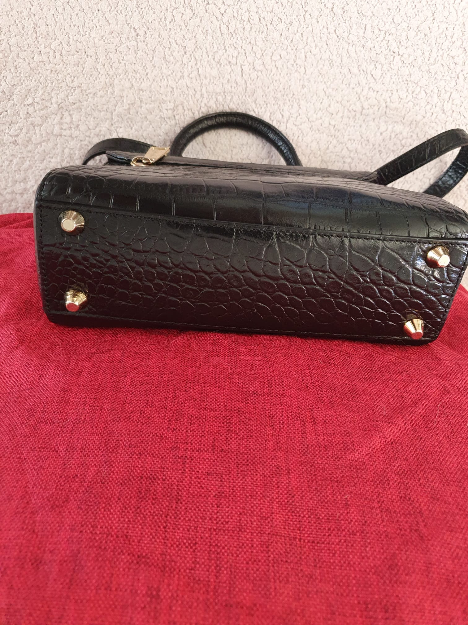 Sac Lancaster Paris — Mini Bag Noir Grainé Façon Croco