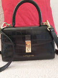 Sac Lancaster Paris — Mini Bag Noir Grainé Façon Croco