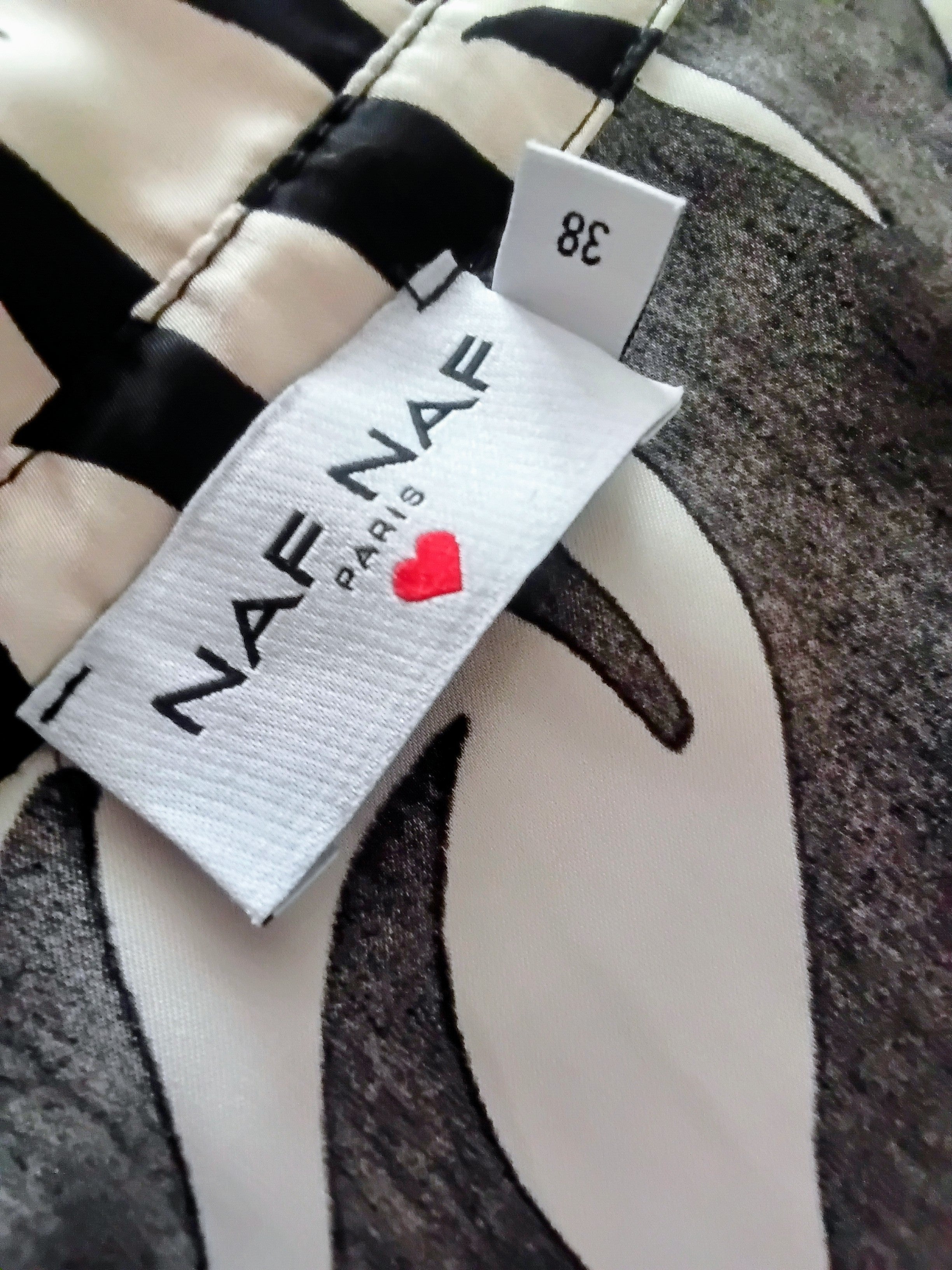 Chemisier Satiné Naf Naf — Imprimé Zébré Beige & Noir — Taille 38