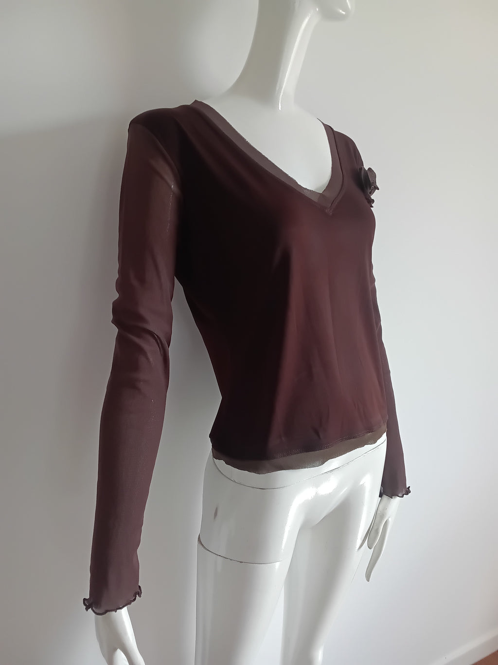T-shirt manches longues résille – Multiples Créateur – Années 2000 – Taille 36/38
