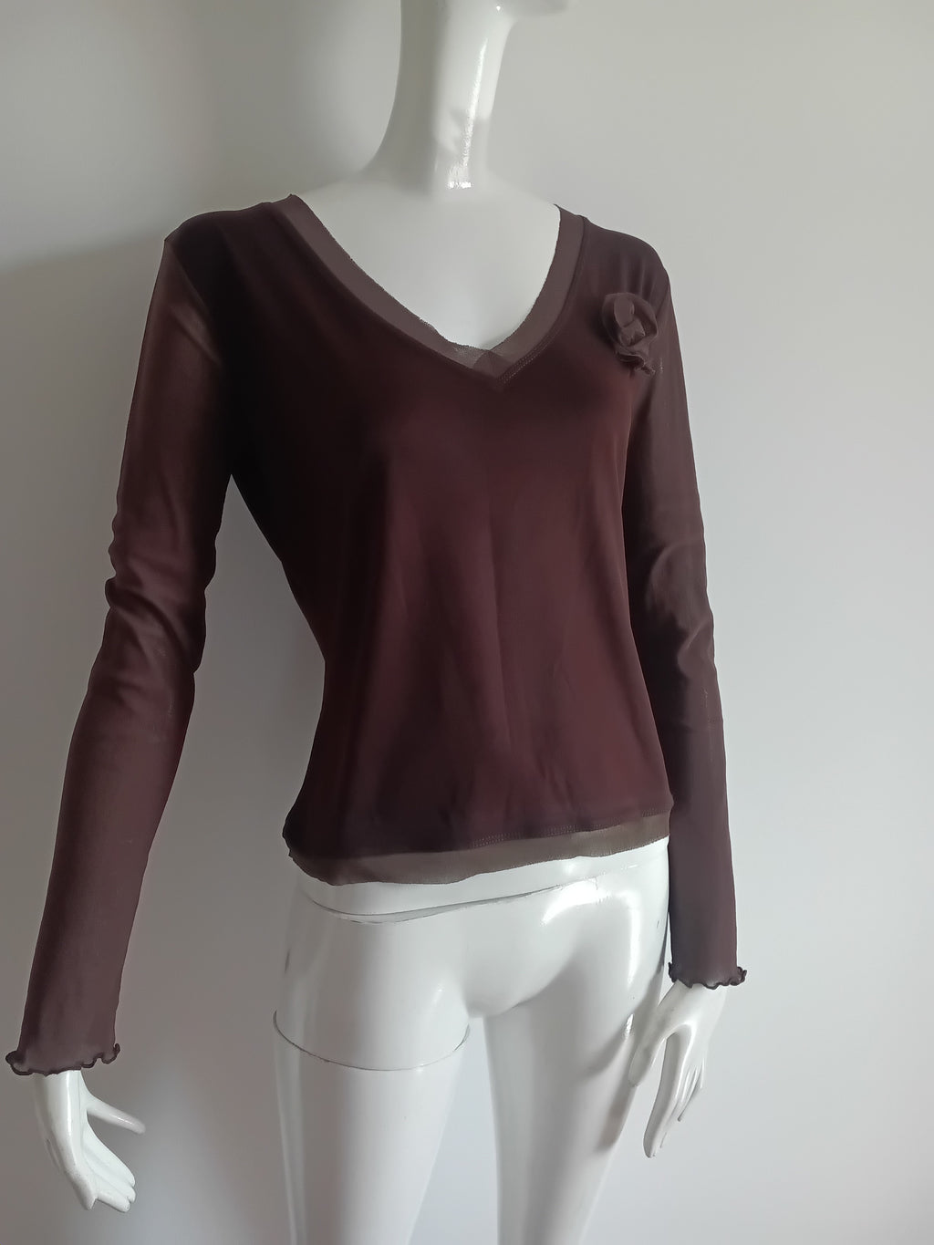 T-shirt manches longues résille – Multiples Créateur – Années 2000 – Taille 36/38