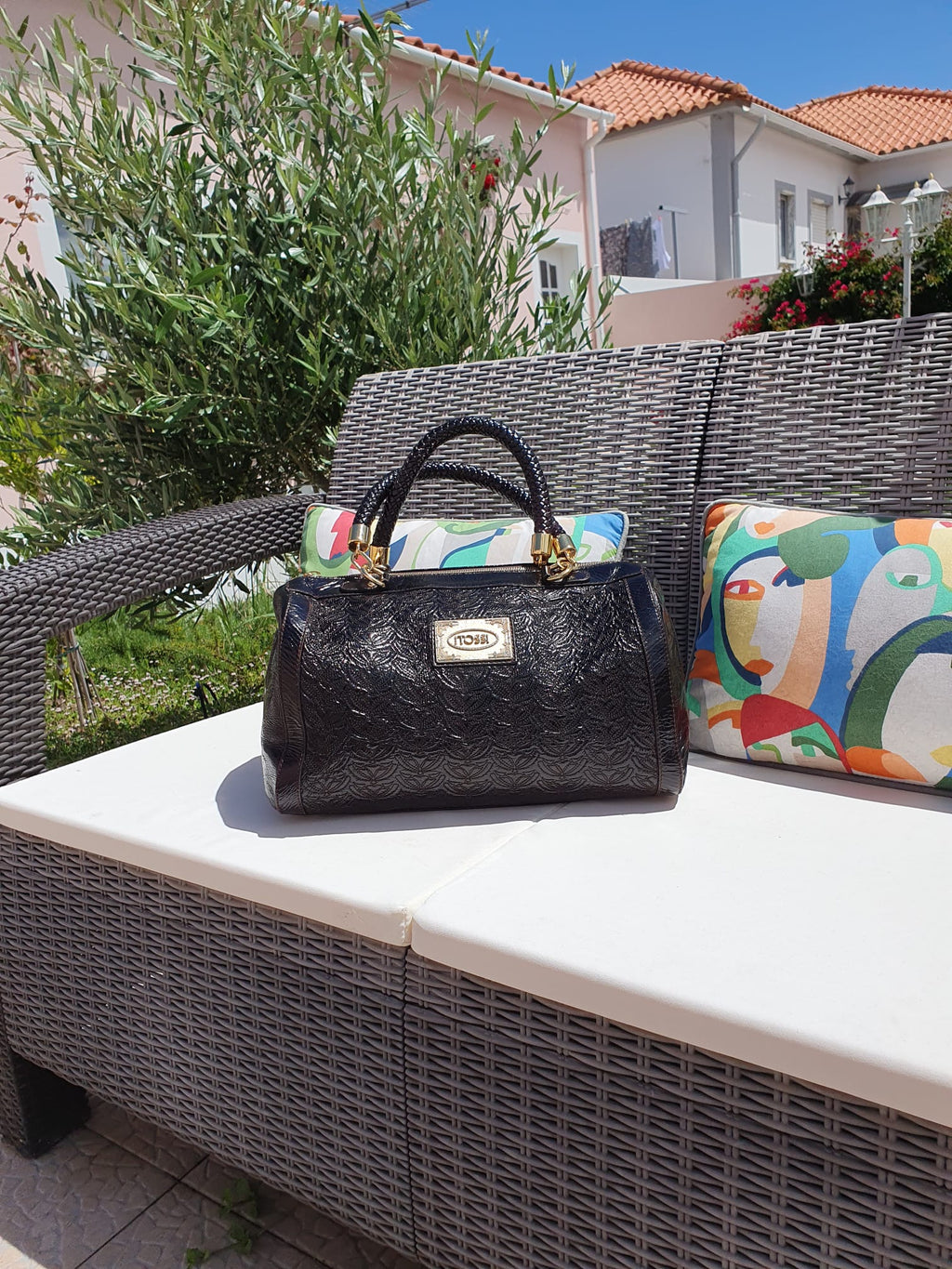 Sac Bowling Silvio Tossi — Marque Suisse, Savoir-Faire Artisanal Italien — Cuir Embossé Marron Foncé