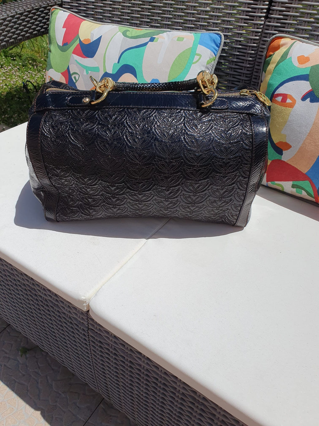 Sac Bowling Silvio Tossi — Marque Suisse, Savoir-Faire Artisanal Italien — Cuir Embossé Marron Foncé