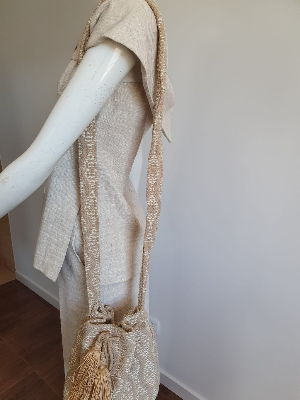 Ensemble Zara 2 Pièces — Top Bustier & Pantalon Large — Beige Doré | Taille S