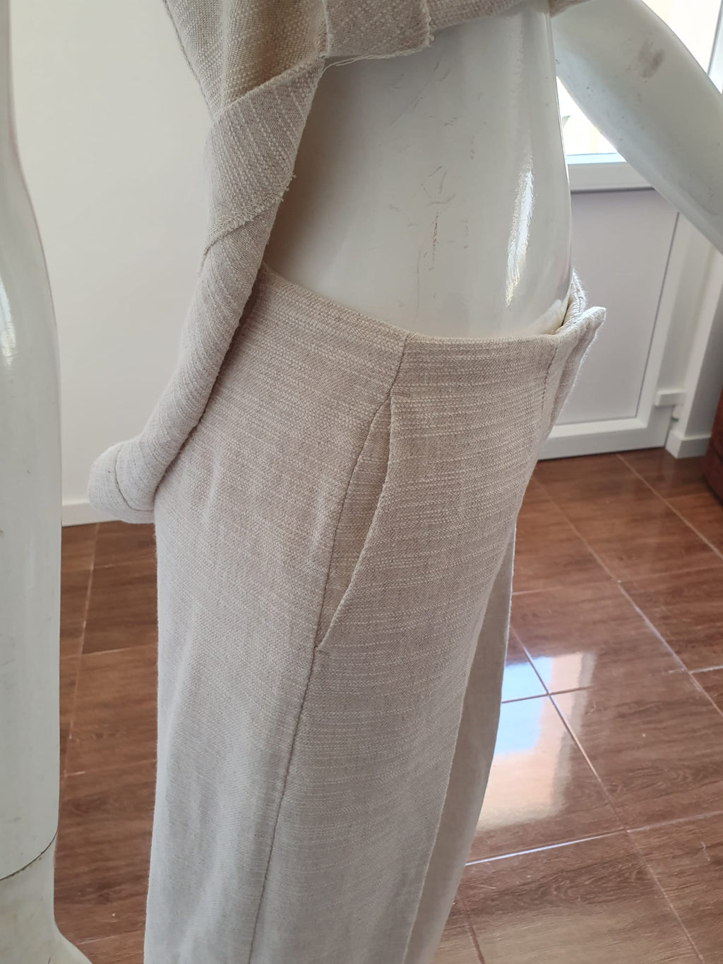 Ensemble Zara 2 Pièces — Top Bustier & Pantalon Large — Beige Doré | Taille S