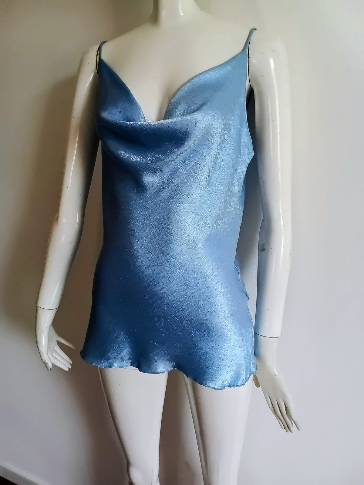 Top Satiné Bleu Chatoyant Made in Italy — Taille Unique
