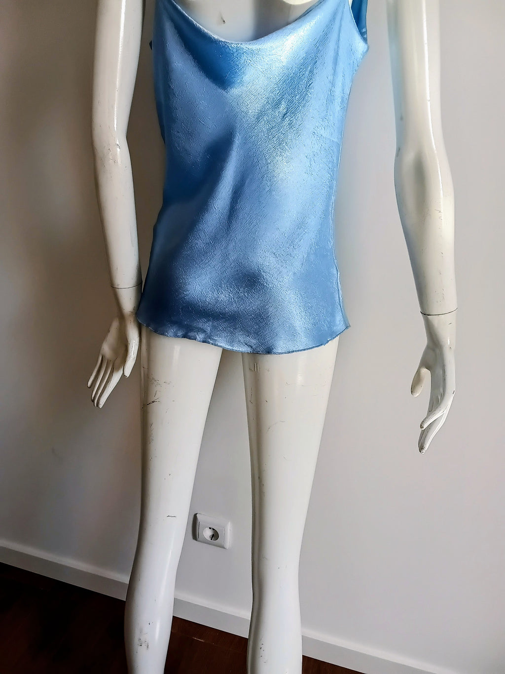 Top Satiné Bleu Chatoyant Made in Italy — Taille Unique