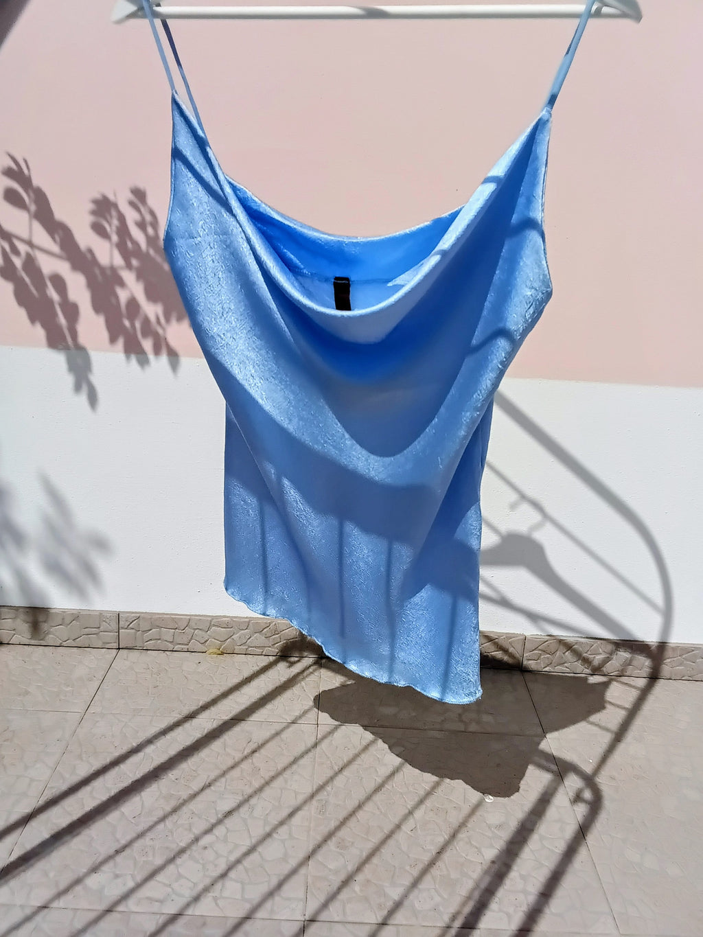 Top Satiné Bleu Chatoyant Made in Italy — Taille Unique