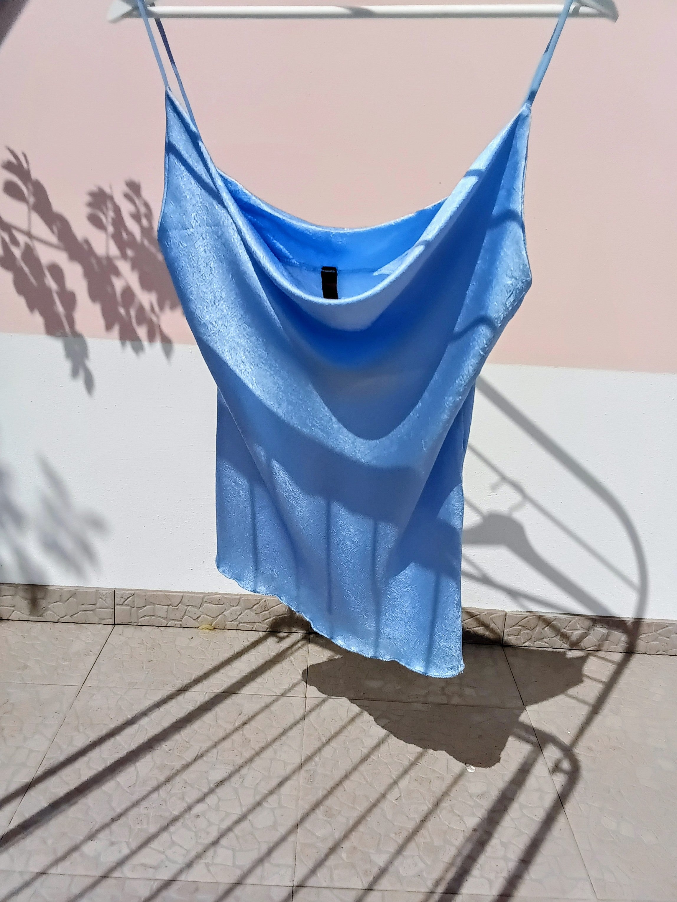 Top Satiné Bleu Chatoyant Made in Italy — Taille Unique
