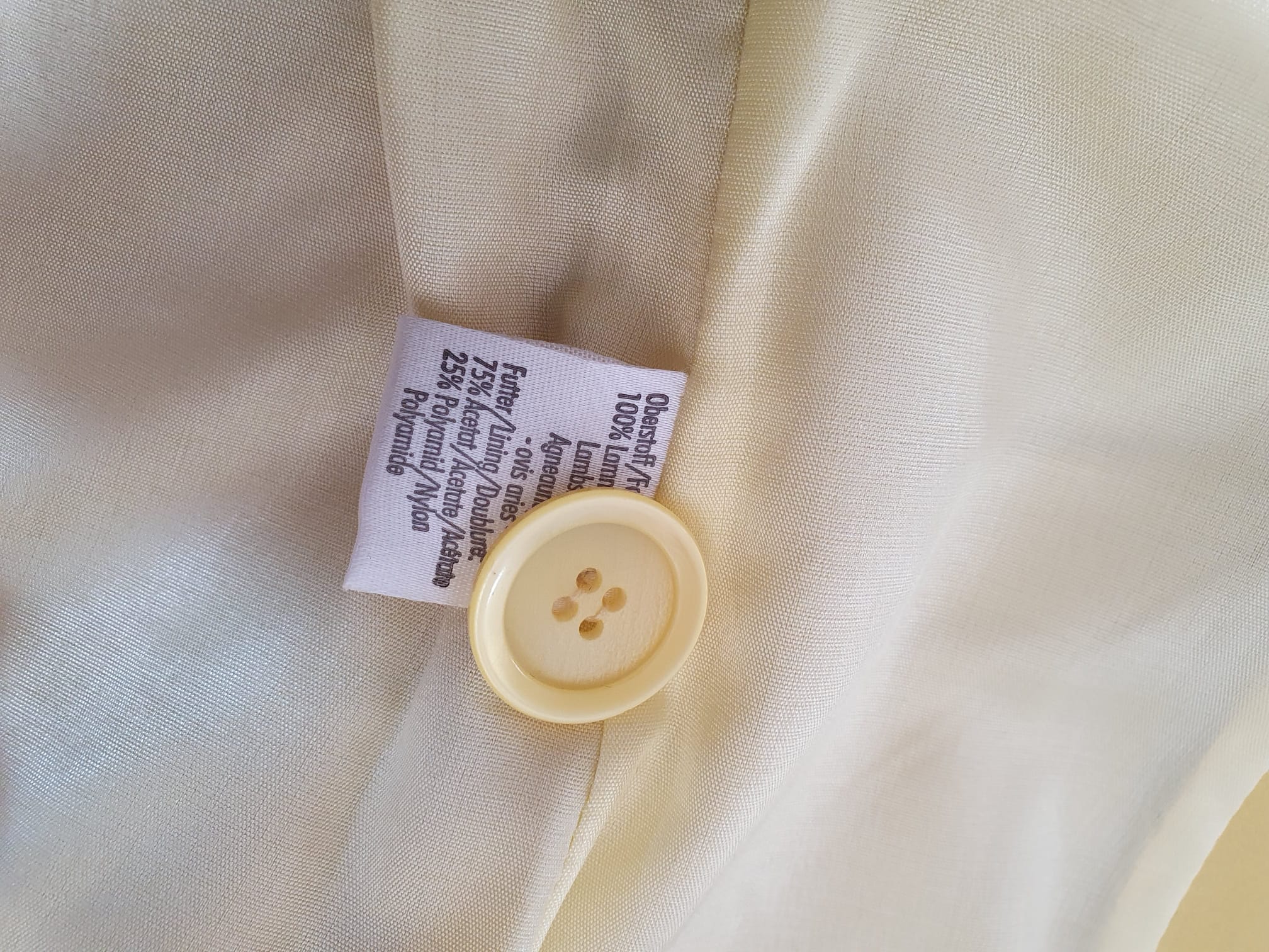 Veste cuir agneau jaune vif MADELEINE Mode - étiquette composition 100% agneau