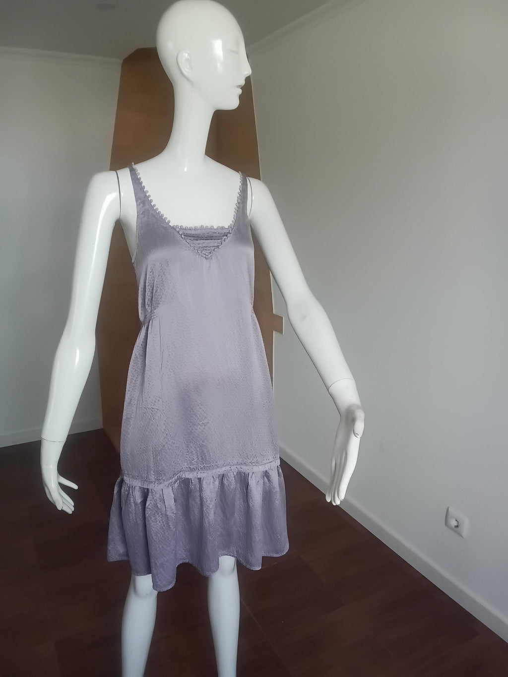 Vintage Robe en soie Lilas gris irisé des années 2000 — Taille 36 FR