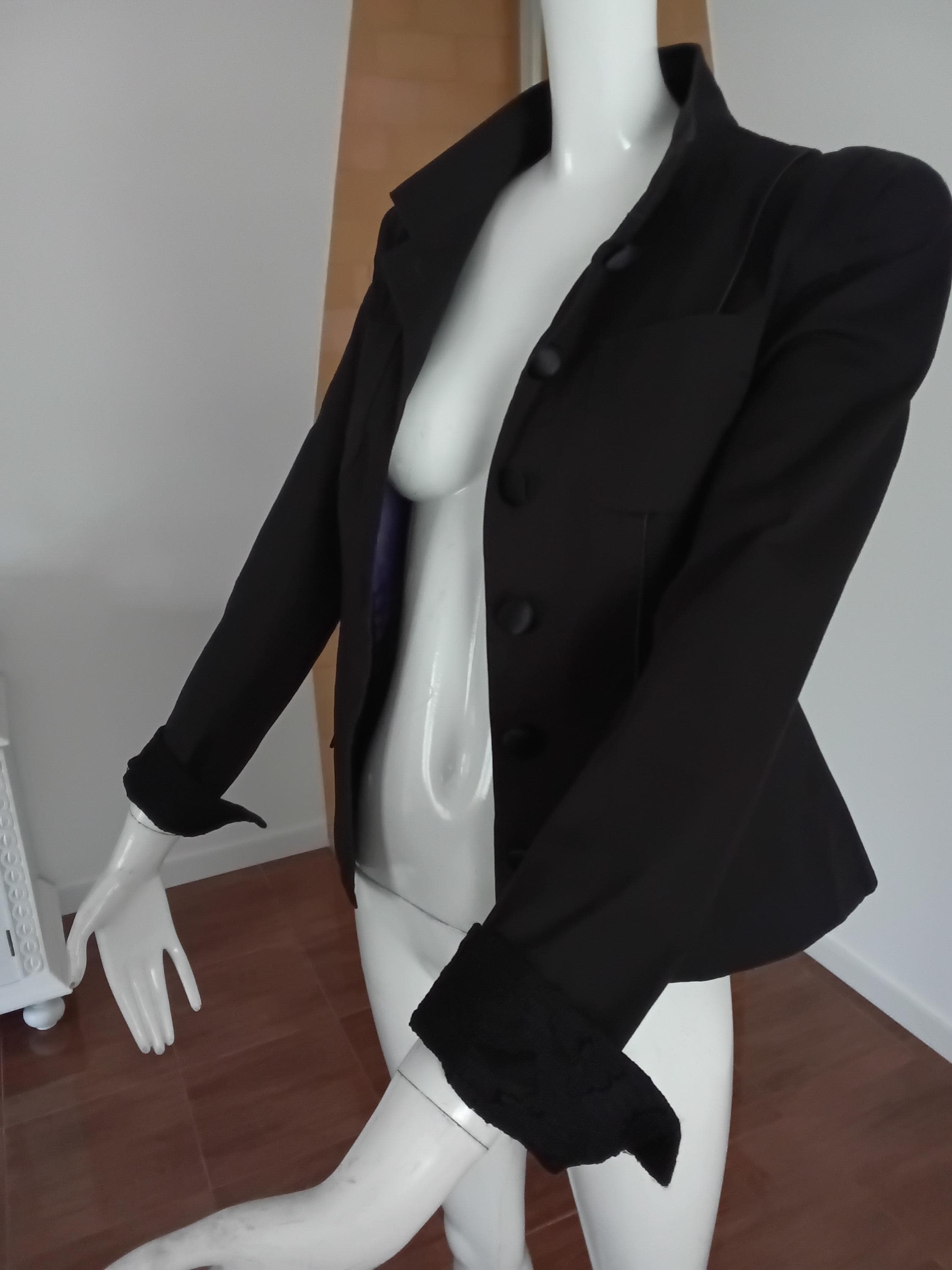 Vintage Blazer élégant brodé noir