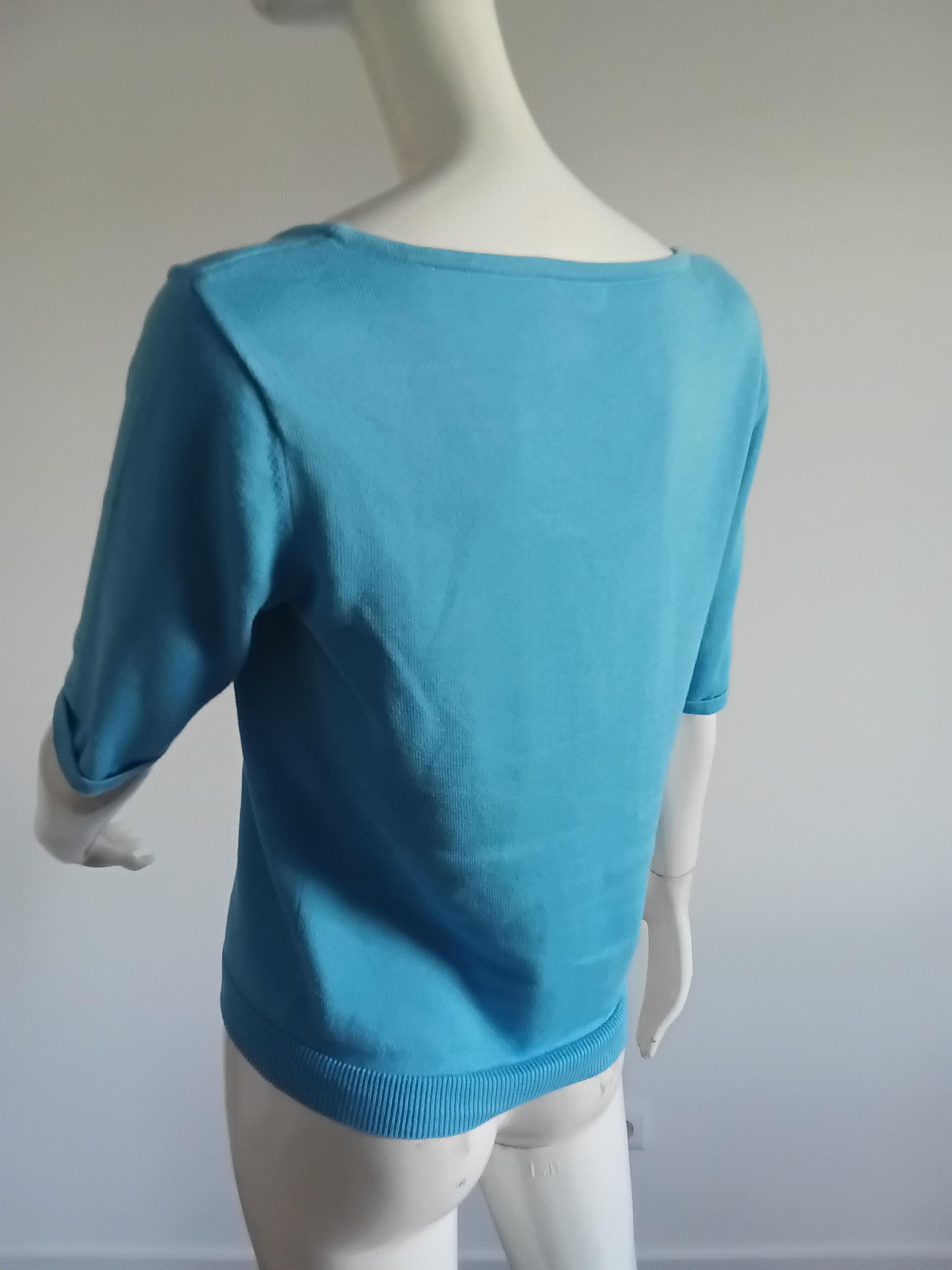 Ensemble Vintage Gilet & Pull Bleu Années 2000 — 100% Coton — Taille 38 FR